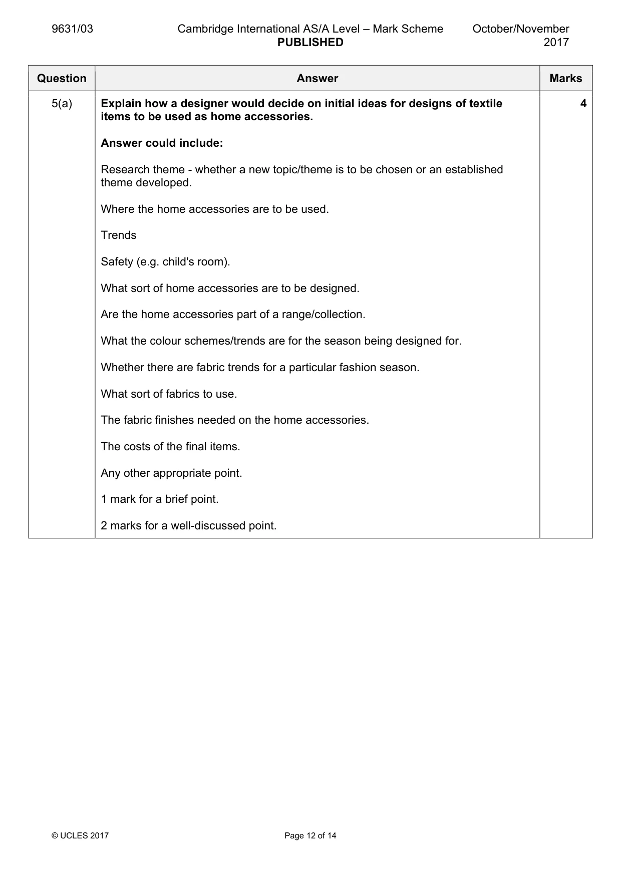 Mark scheme, page 12 of 14
