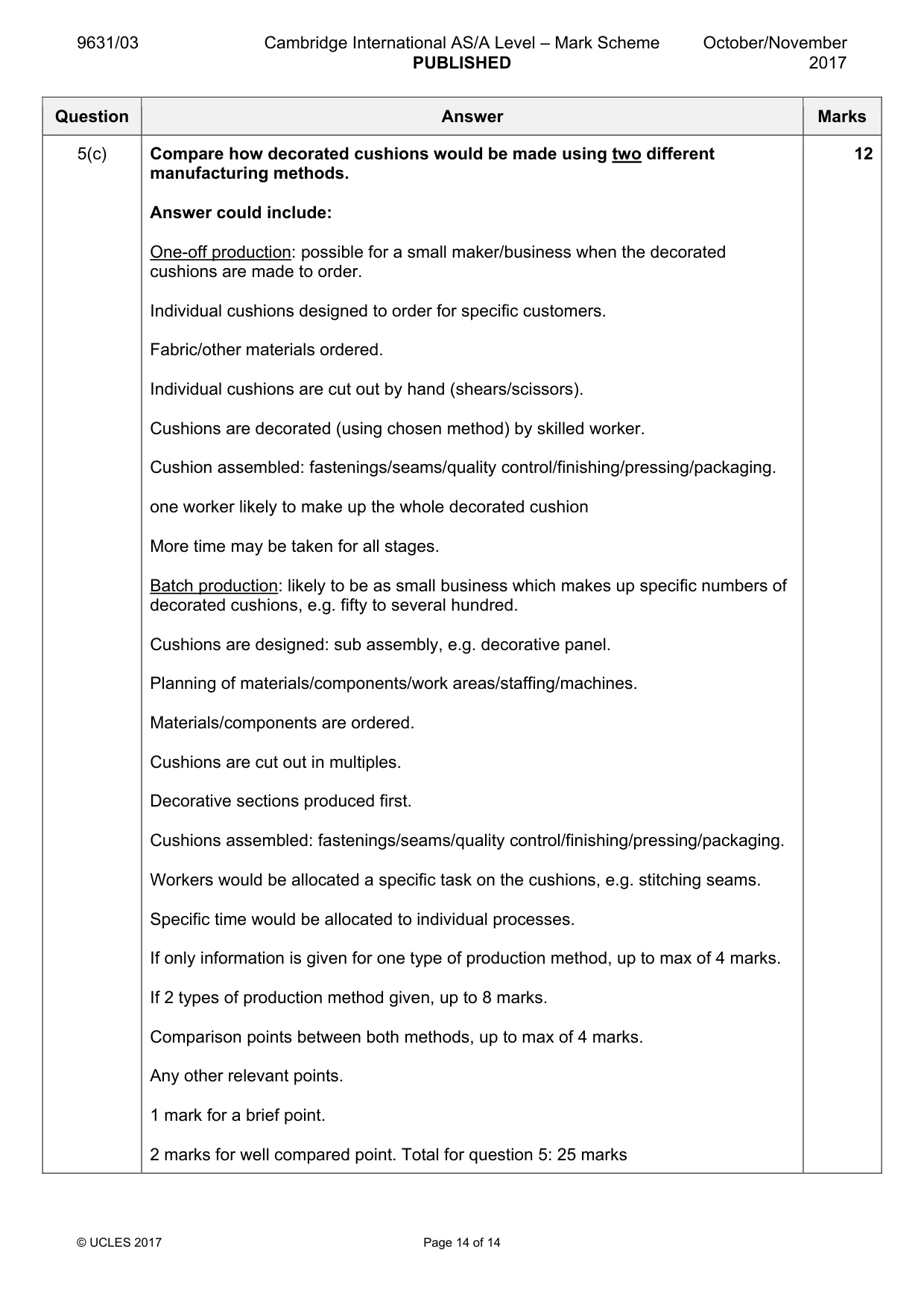 Mark scheme, page 14 of 14
