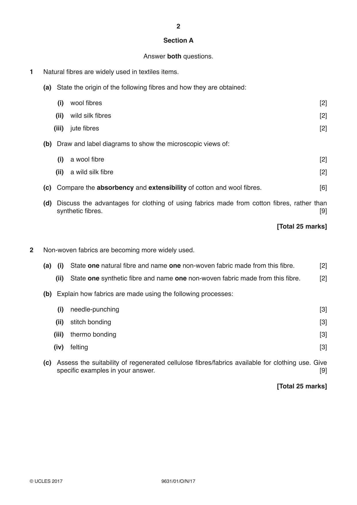 Cambridge A Level Design and Textiles 9631 2017 Oct/Nov Paper 1 · Variant 1 question paper, page 2 of 4