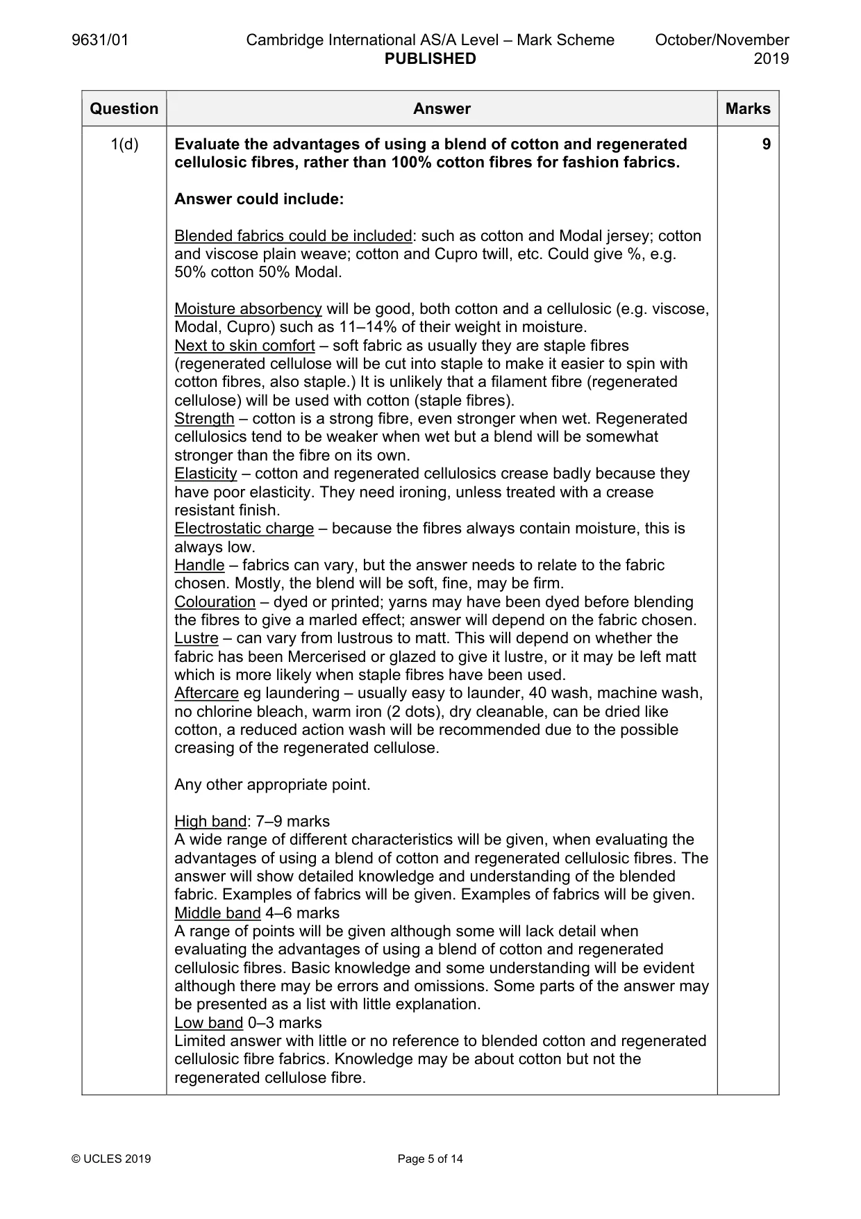 Mark scheme, page 5 of 14