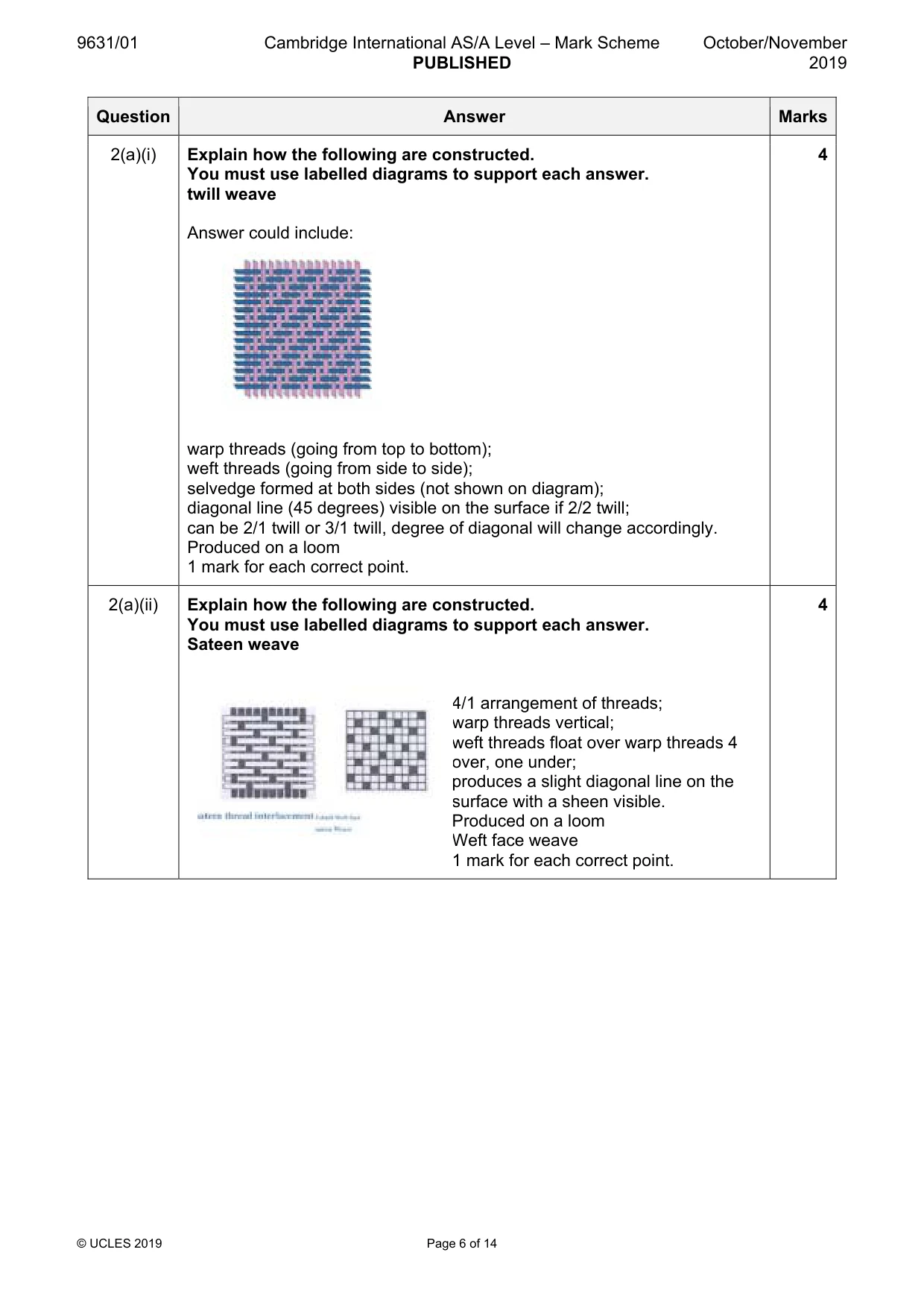 Mark scheme, page 6 of 14