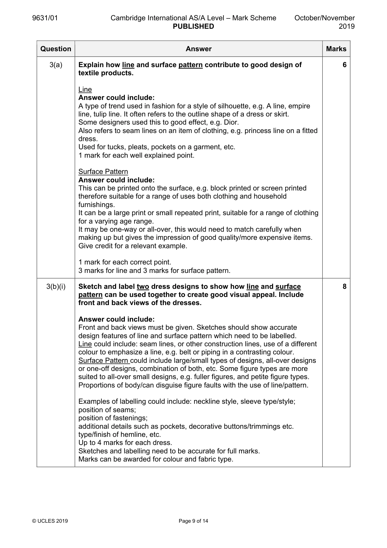 Mark scheme, page 9 of 14