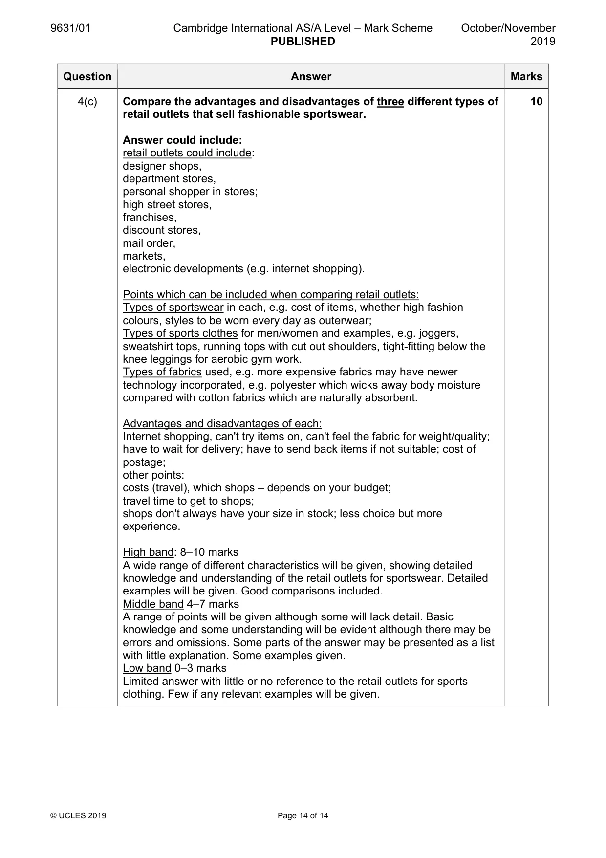 Mark scheme, page 14 of 14