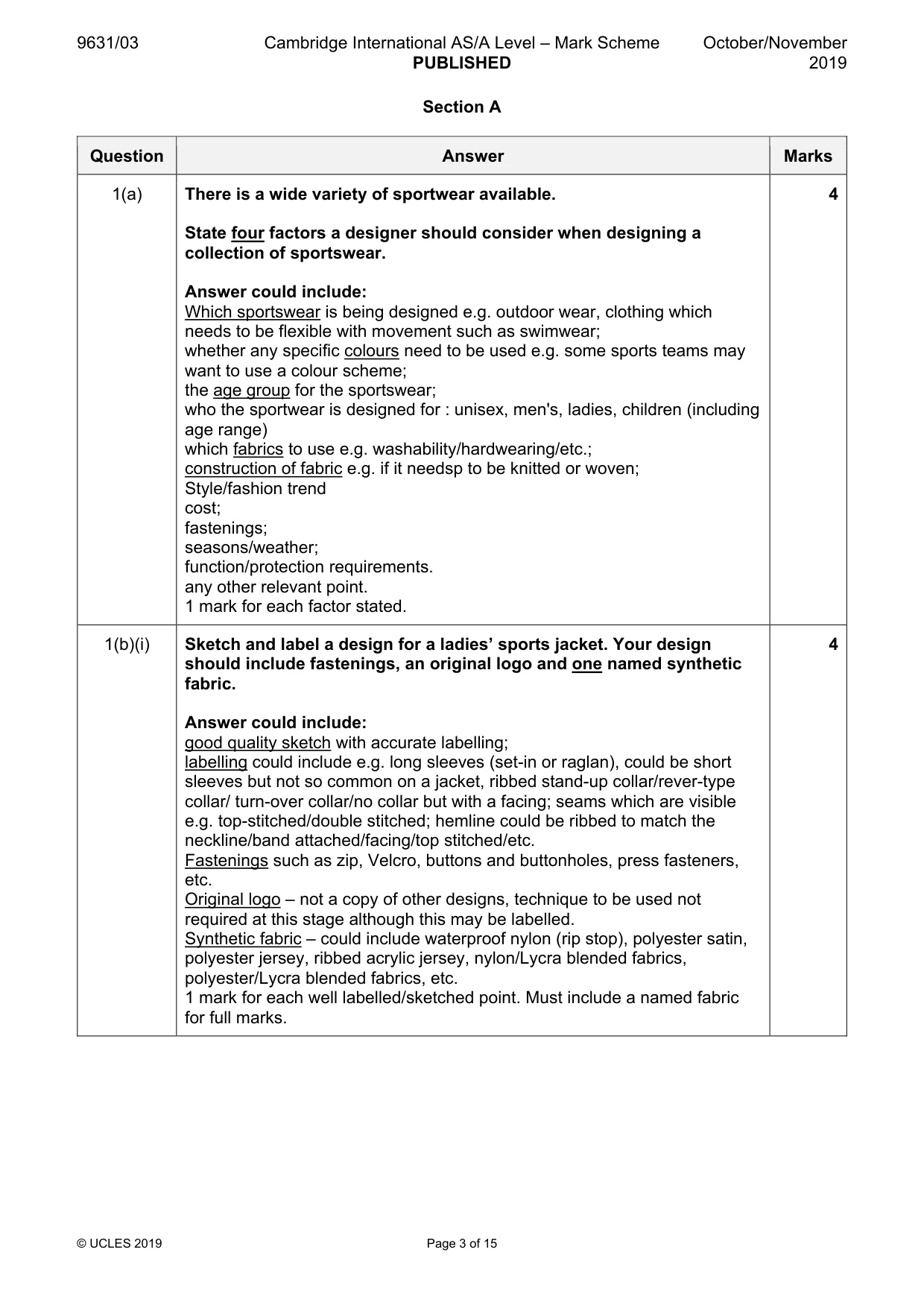 Mark scheme, page 3 of 15