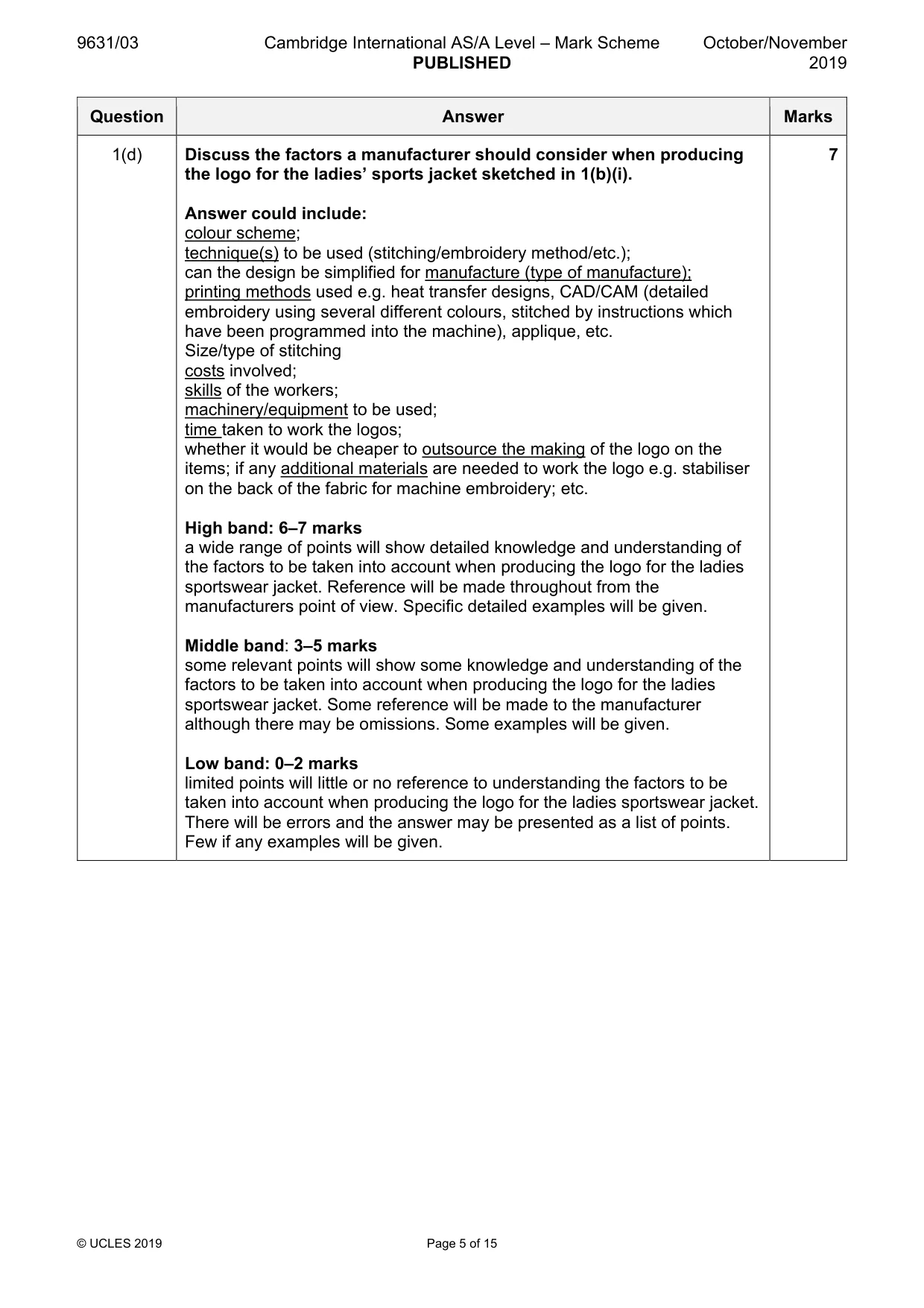 Mark scheme, page 5 of 15