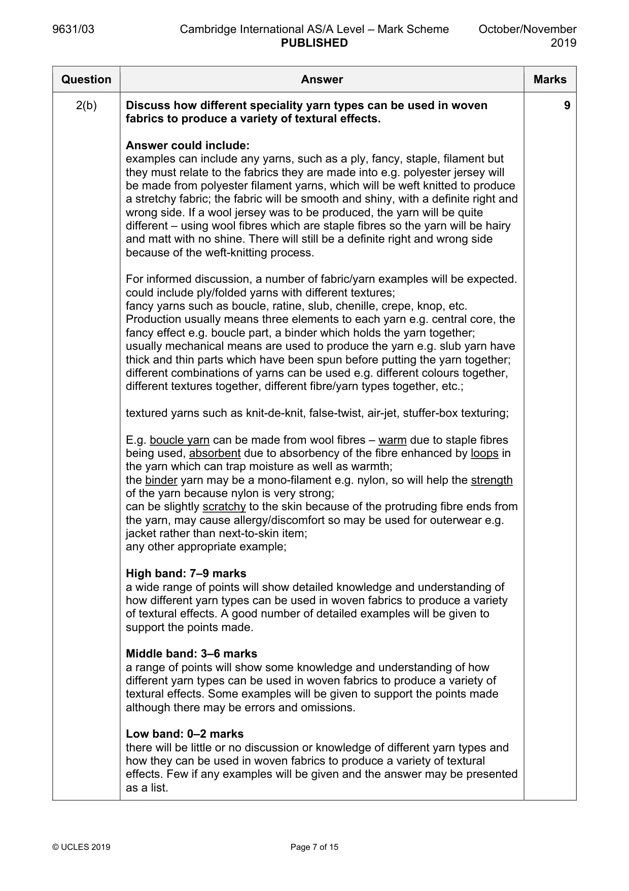 Mark scheme, page 7 of 15