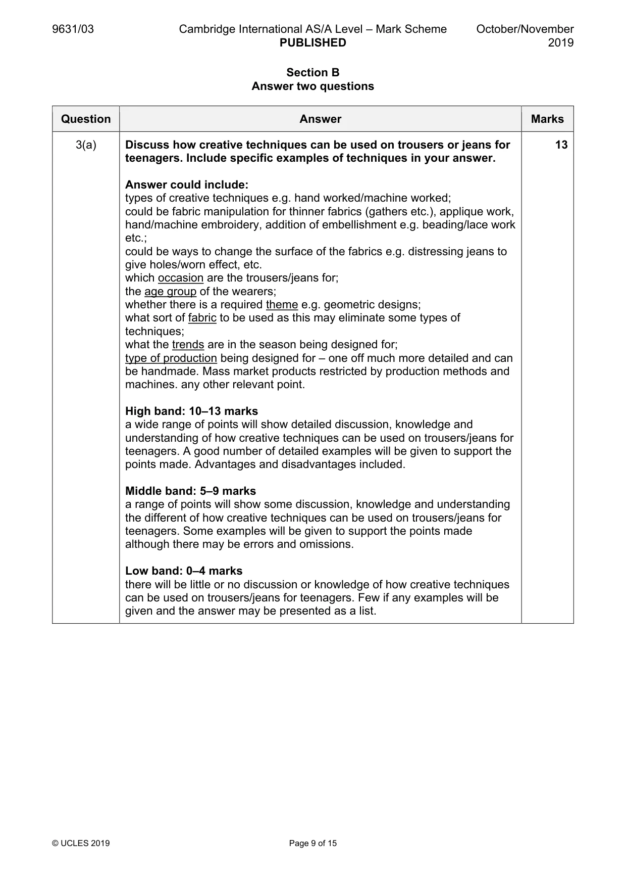 Mark scheme, page 9 of 15