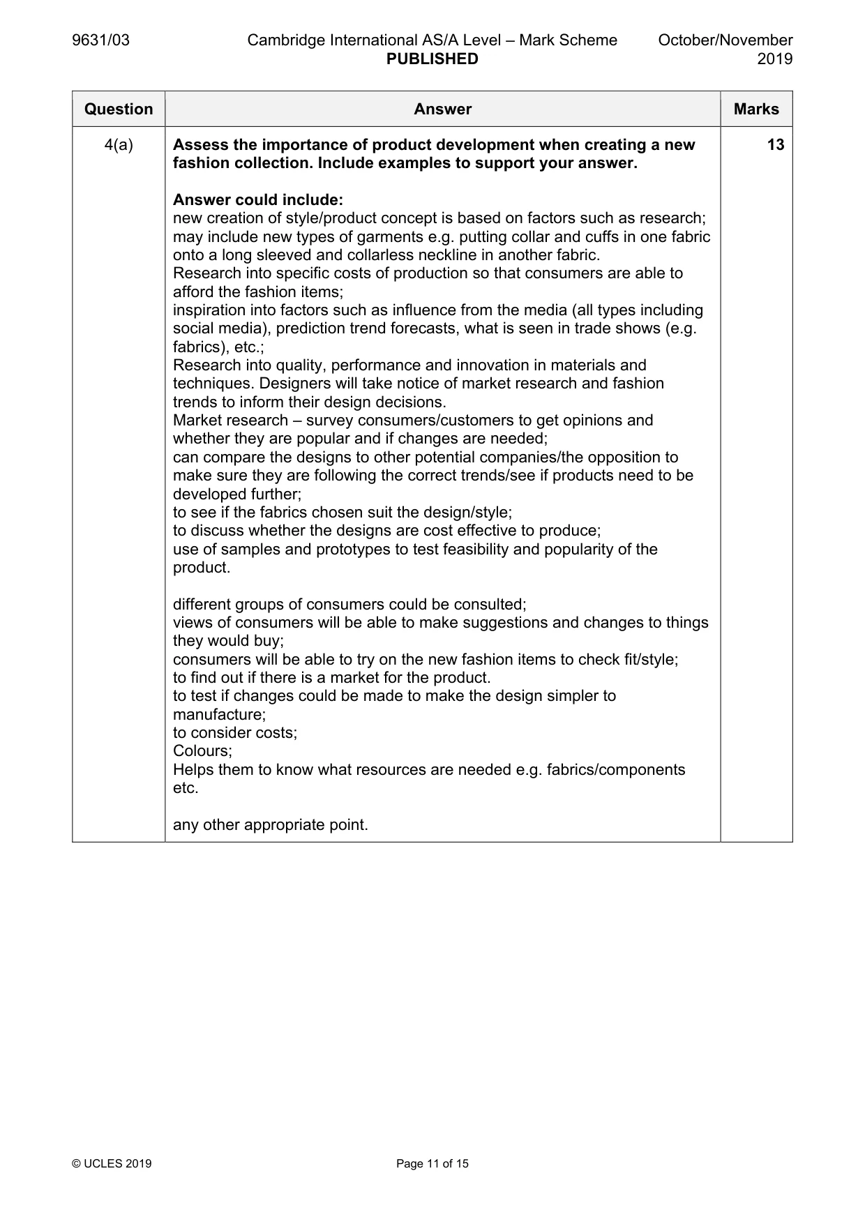 Mark scheme, page 11 of 15