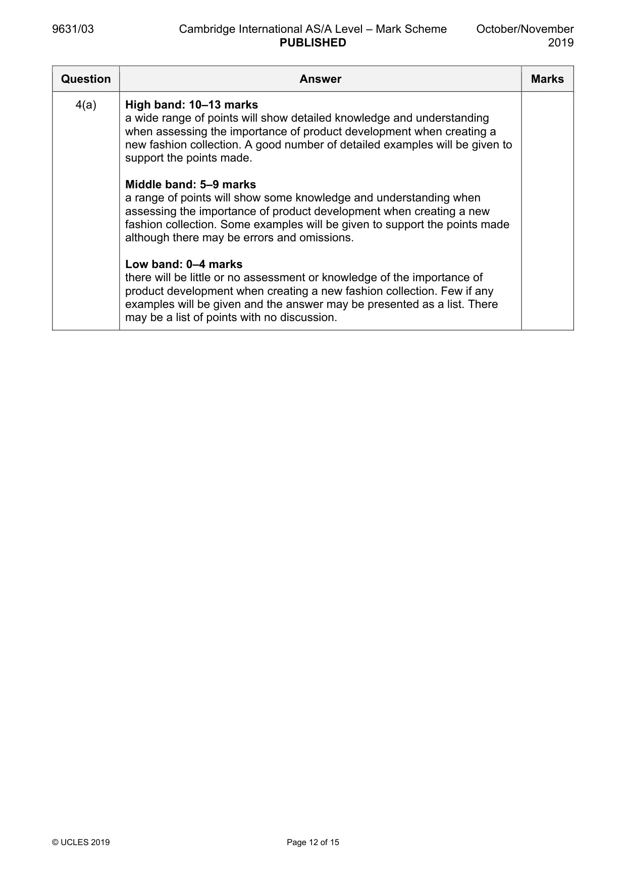 Mark scheme, page 12 of 15