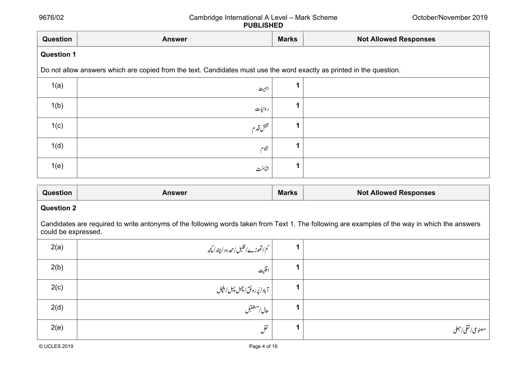 Mark scheme, page 4 of 16