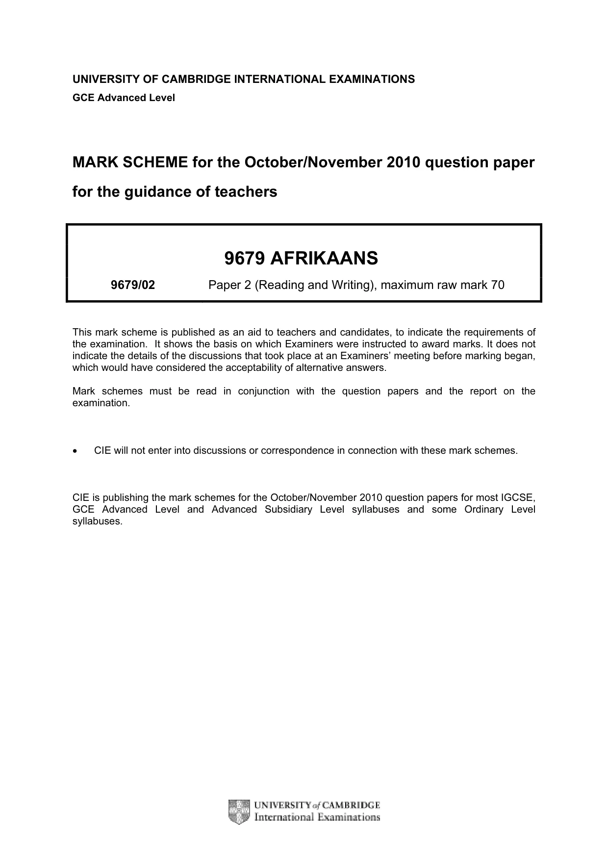 Mark scheme, page 1 of 7