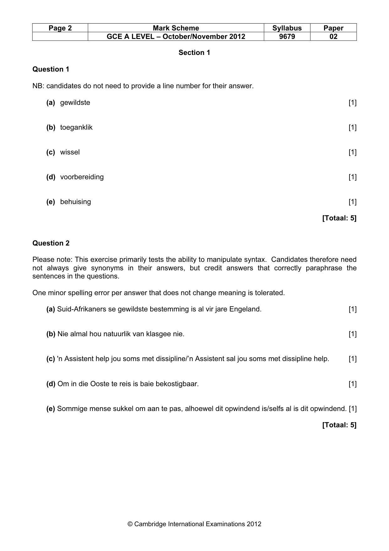 Mark scheme, page 2 of 7