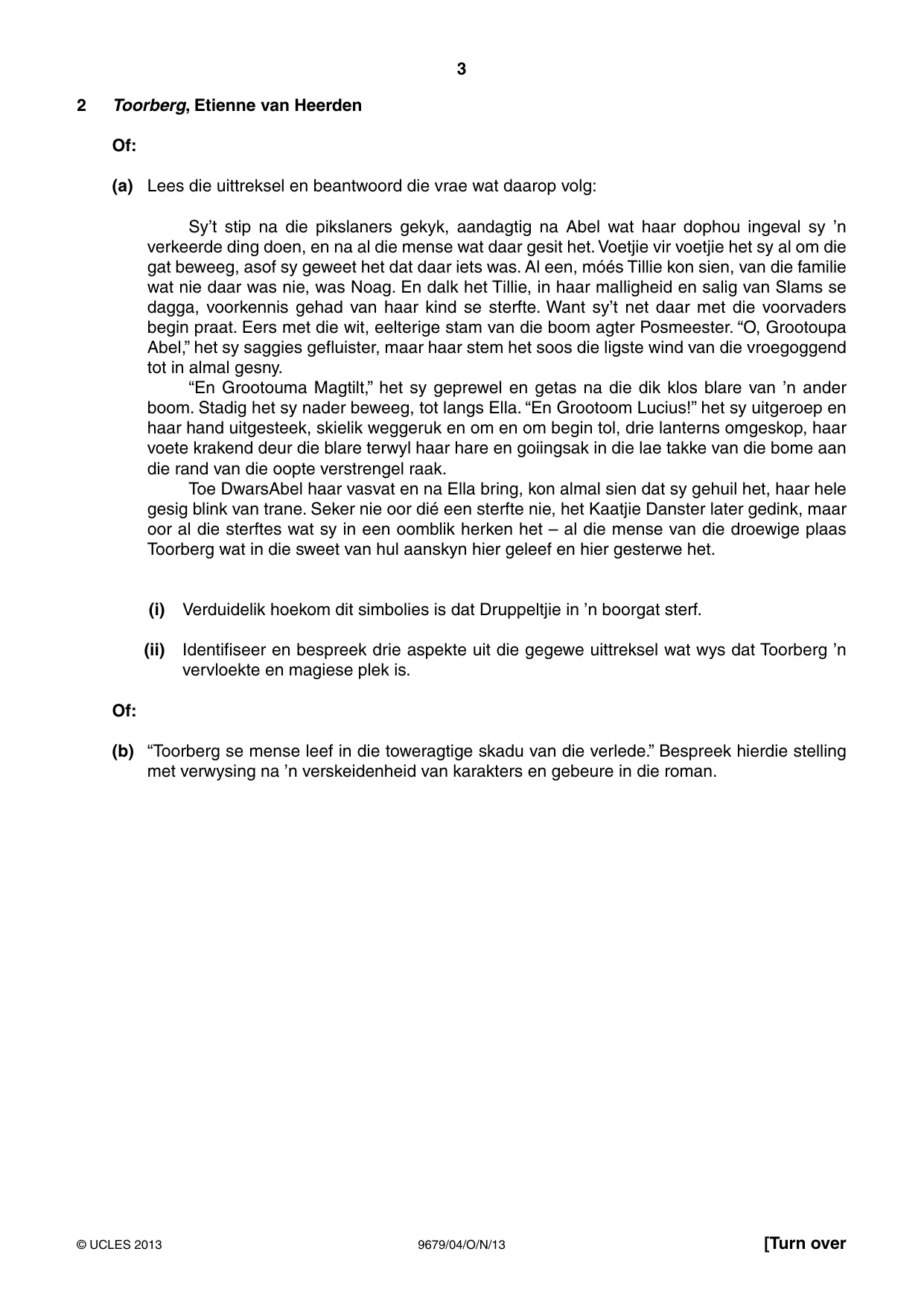Cambridge A Level Afrikaans 9679 2013 Oct/Nov Paper 4 · Variant 1 question paper, page 3 of 8