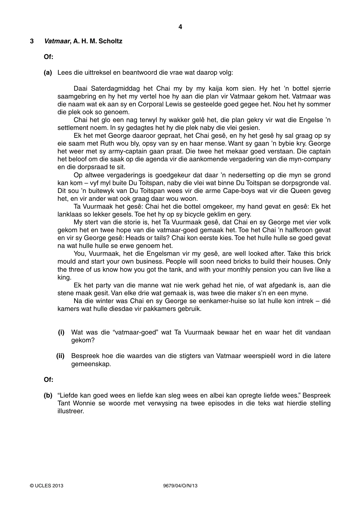 Cambridge A Level Afrikaans 9679 2013 Oct/Nov Paper 4 · Variant 1 question paper, page 4 of 8