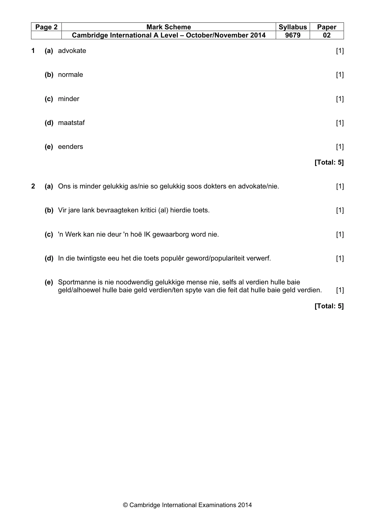 Mark scheme, page 2 of 8