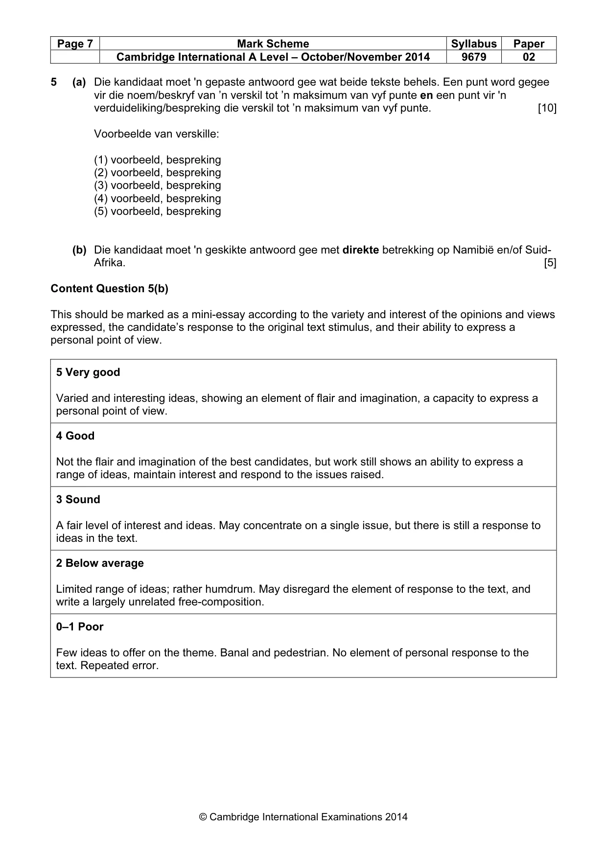 Mark scheme, page 7 of 8