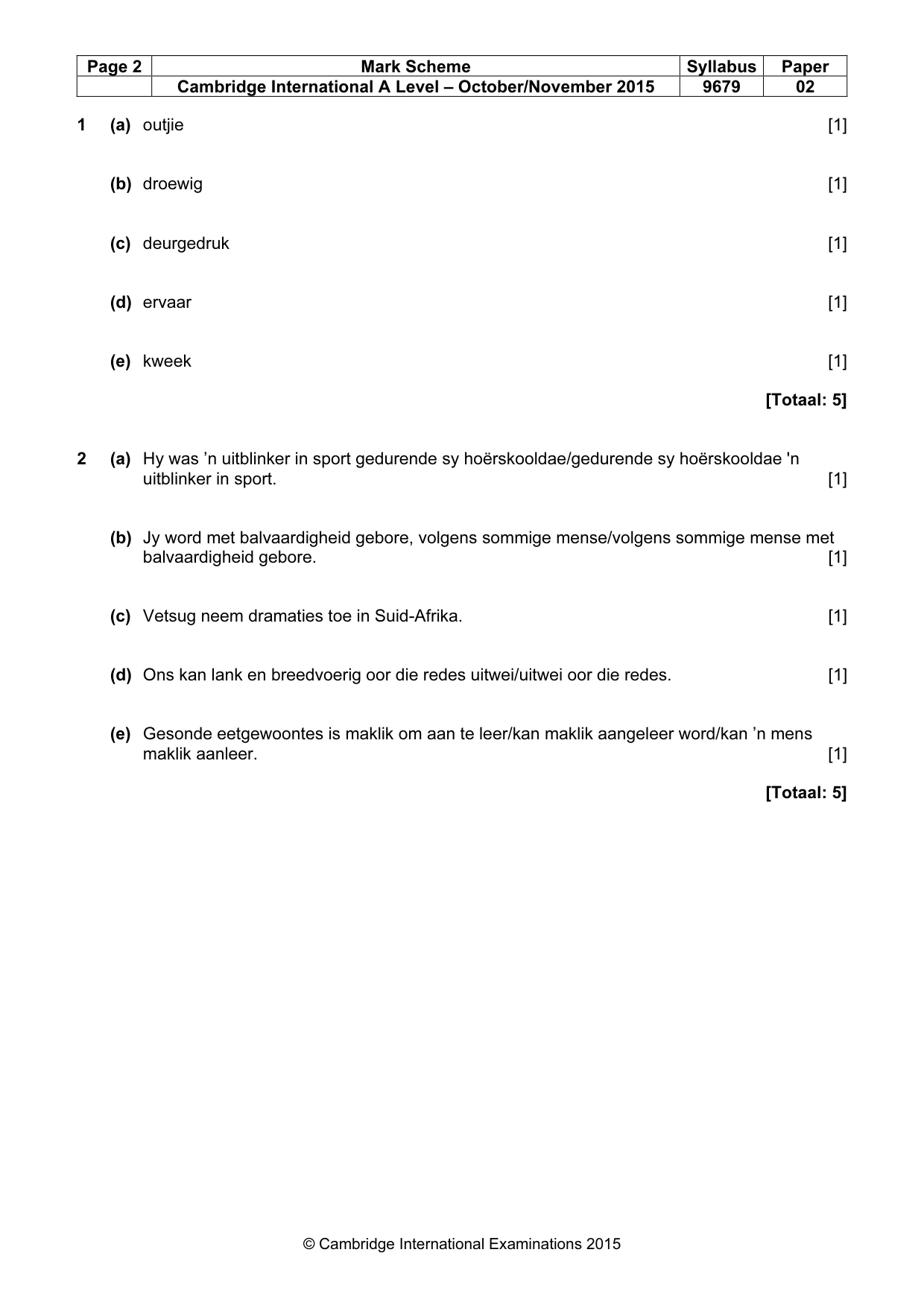 Mark scheme, page 2 of 9