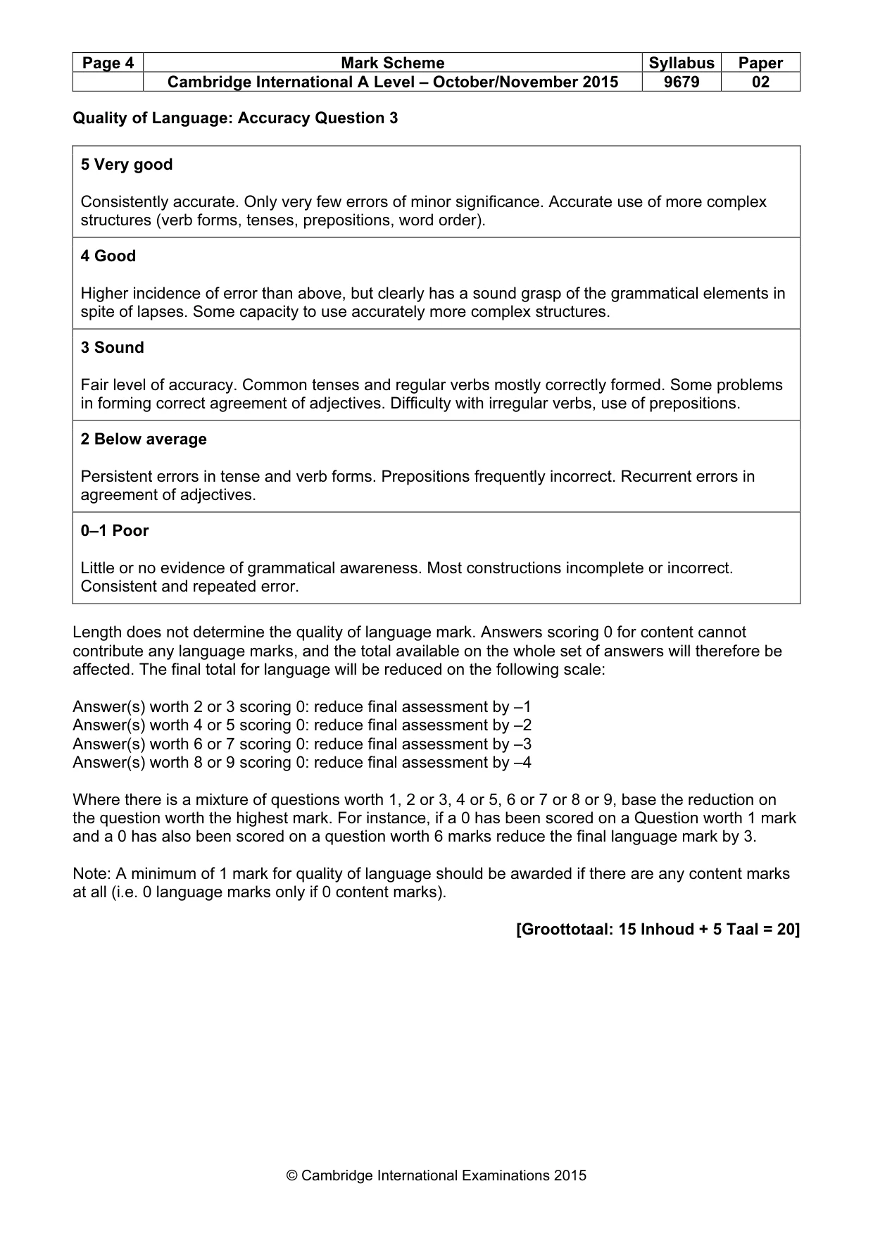 Mark scheme, page 4 of 9