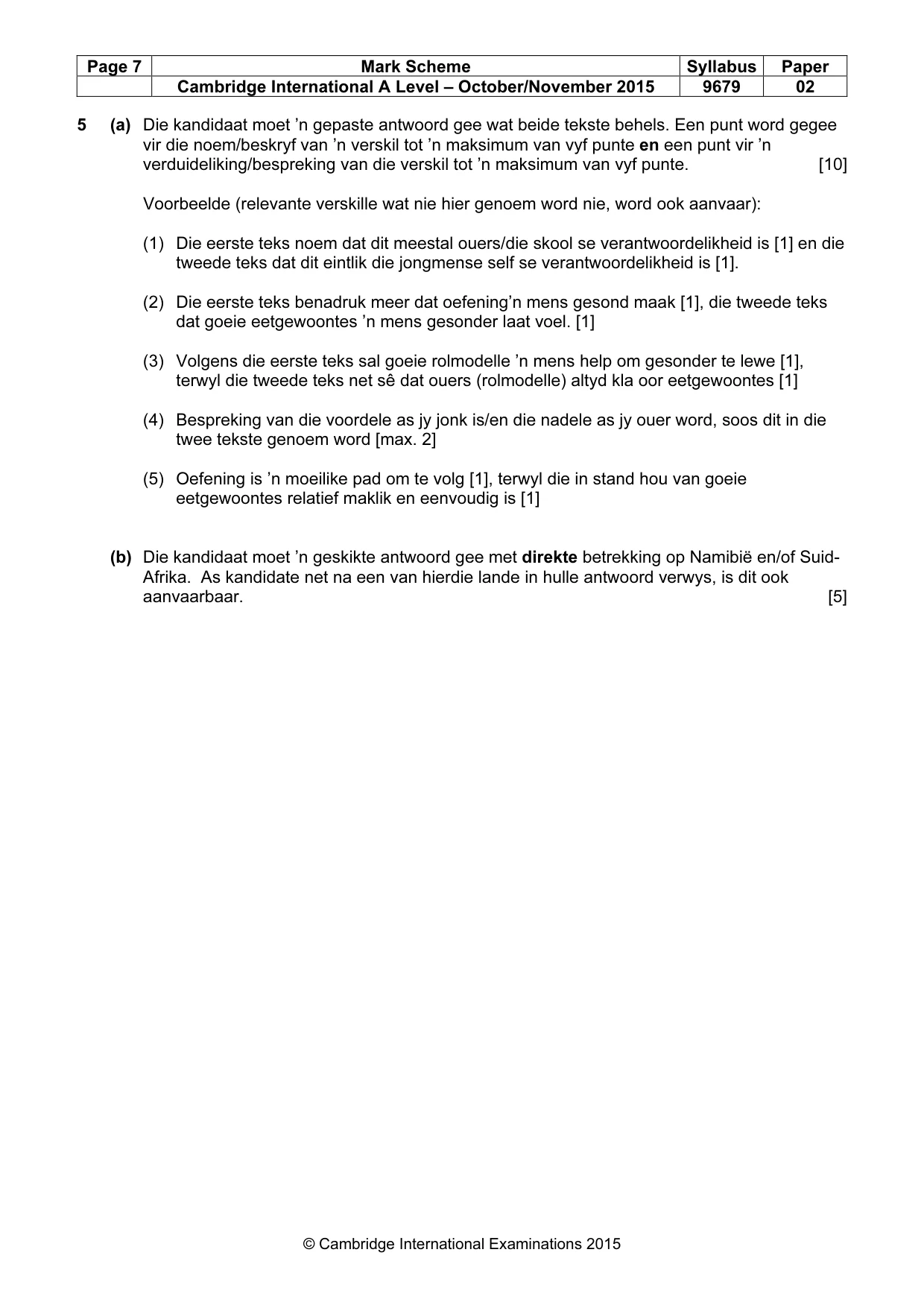 Mark scheme, page 7 of 9