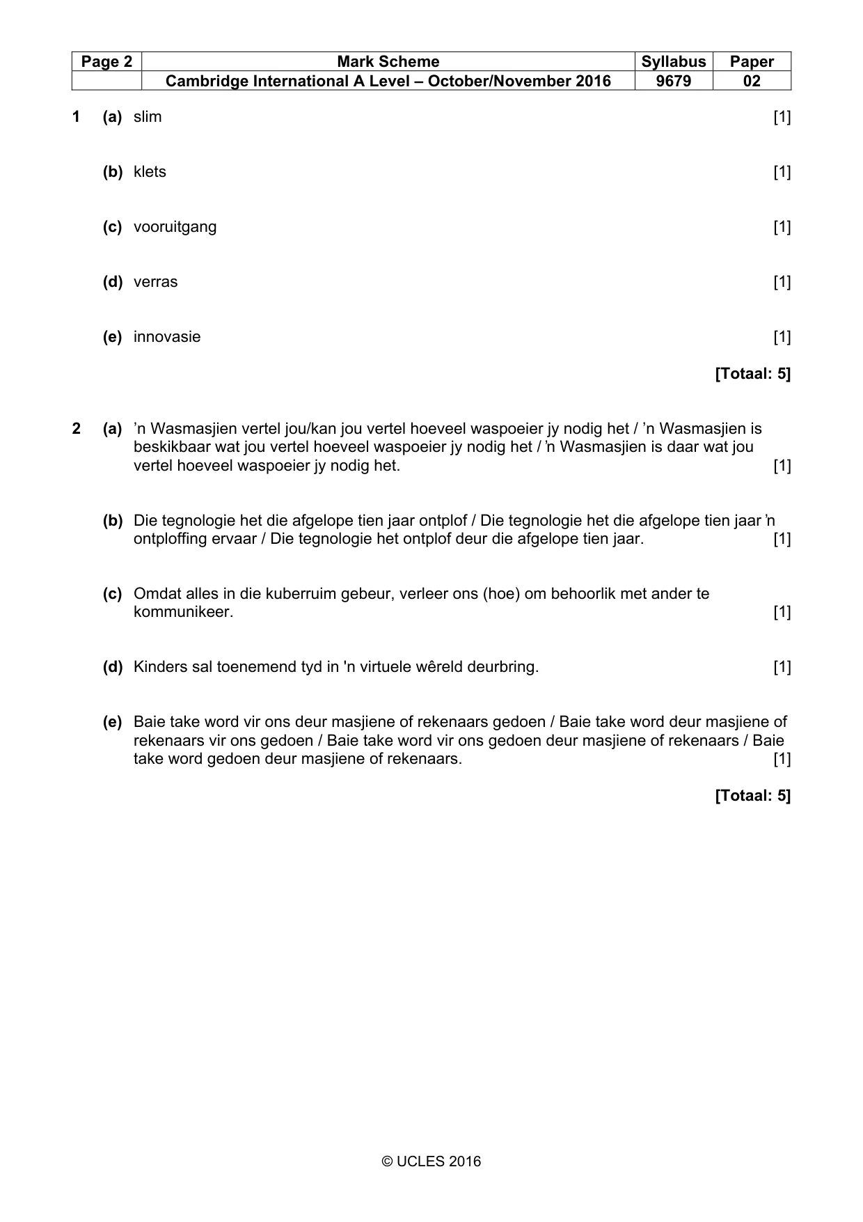 Mark scheme, page 2 of 9