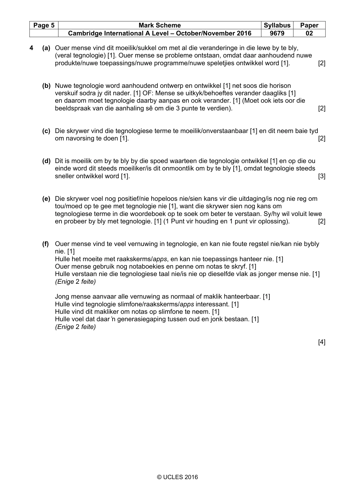 Mark scheme, page 5 of 9