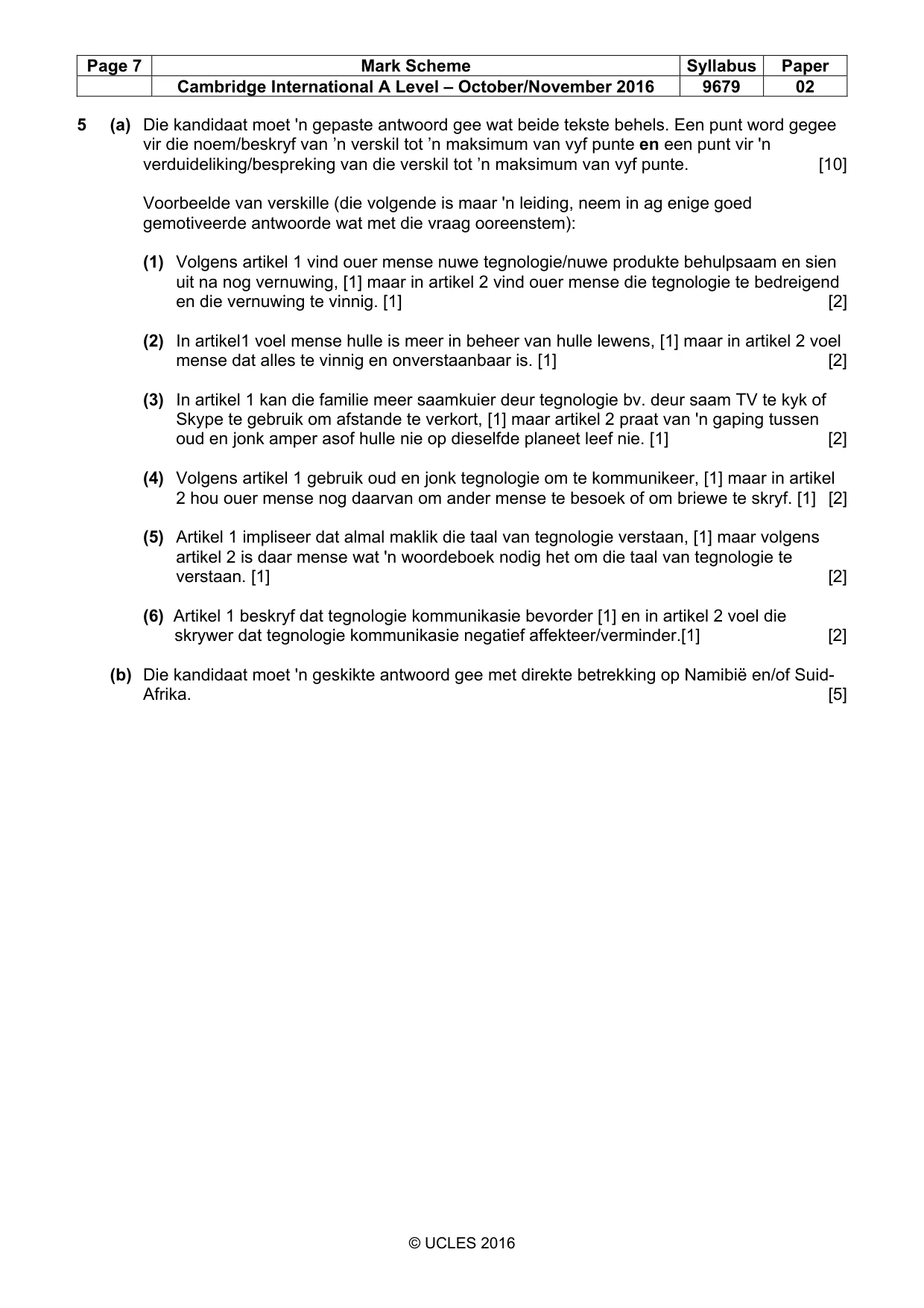 Mark scheme, page 7 of 9