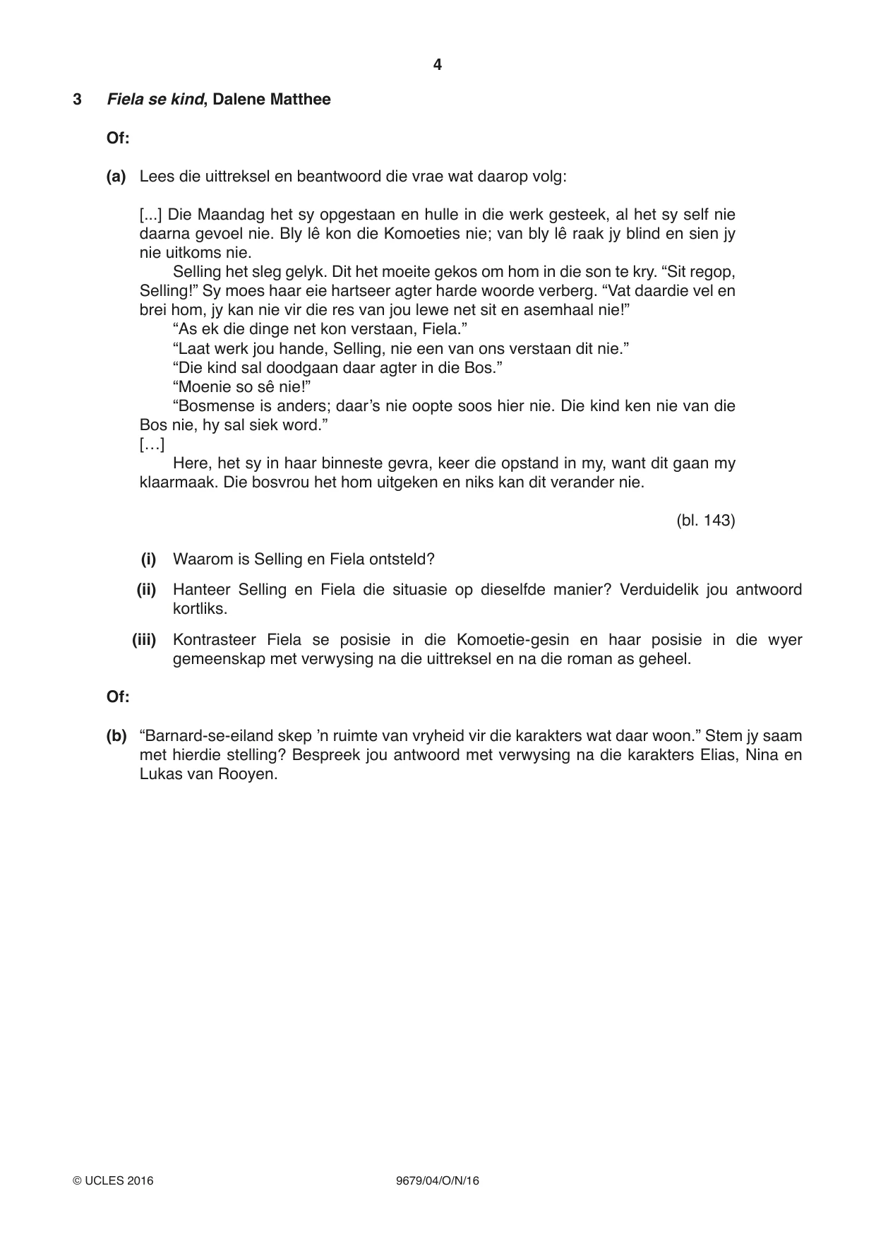 Cambridge A Level Afrikaans 9679 2016 Oct/Nov Paper 4 · Variant 1 question paper, page 4 of 8