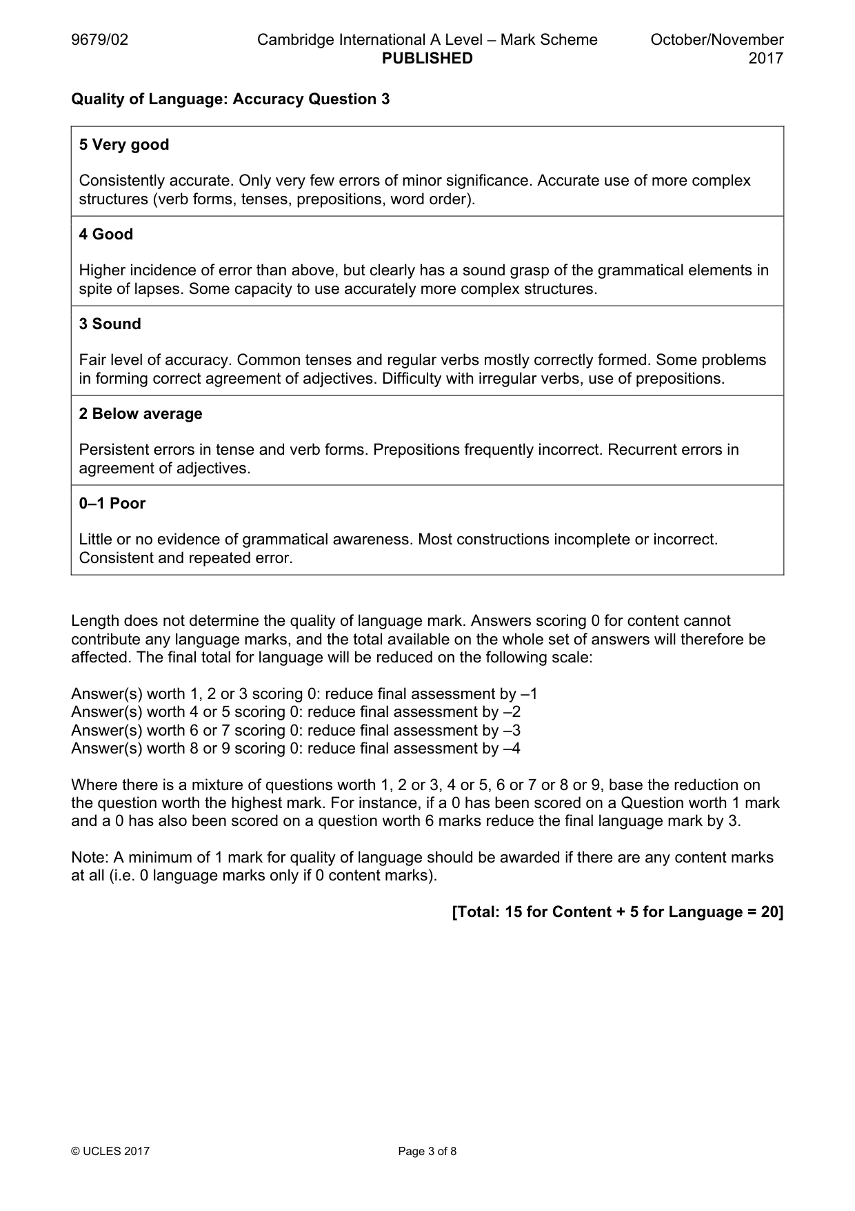 Mark scheme, page 3 of 8