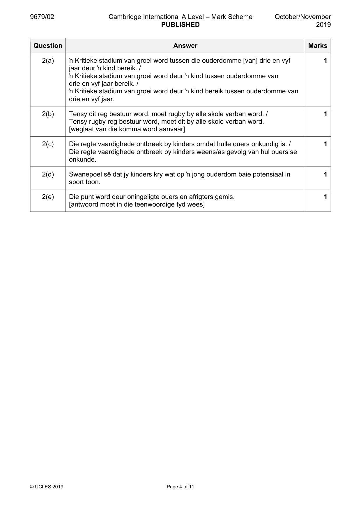 Mark scheme, page 4 of 11