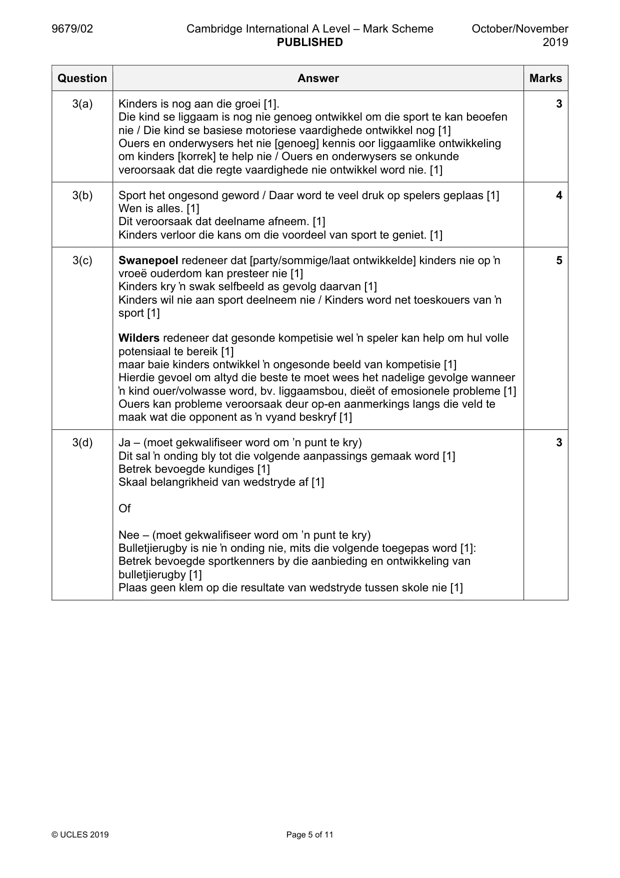 Mark scheme, page 5 of 11