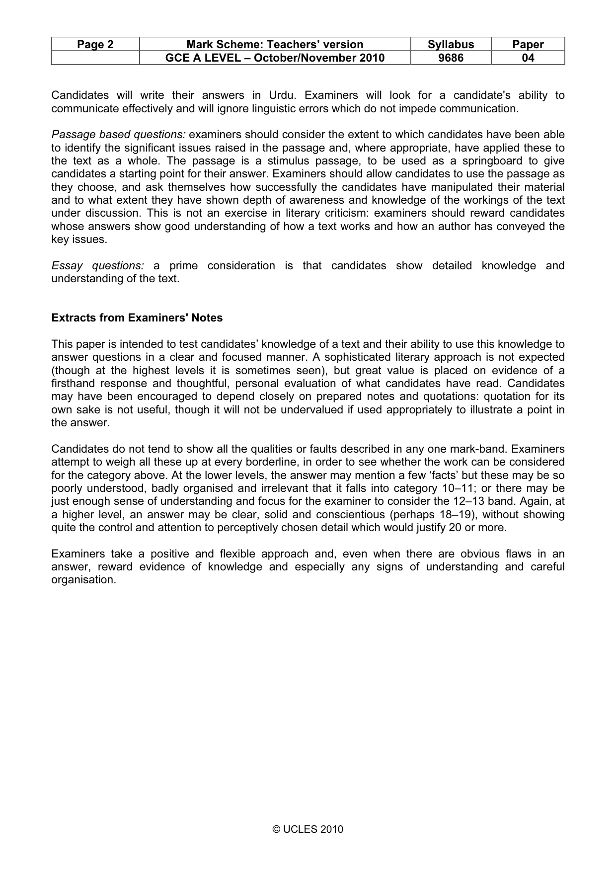 Mark scheme, page 2 of 3