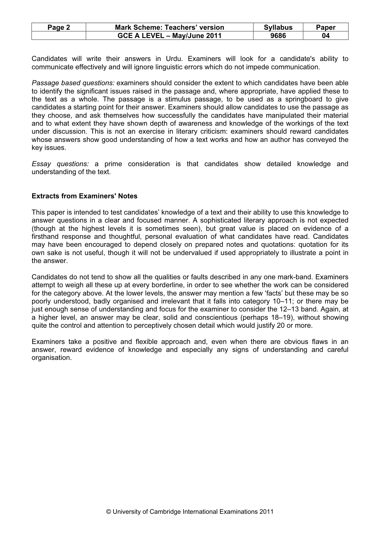 Mark scheme, page 2 of 3