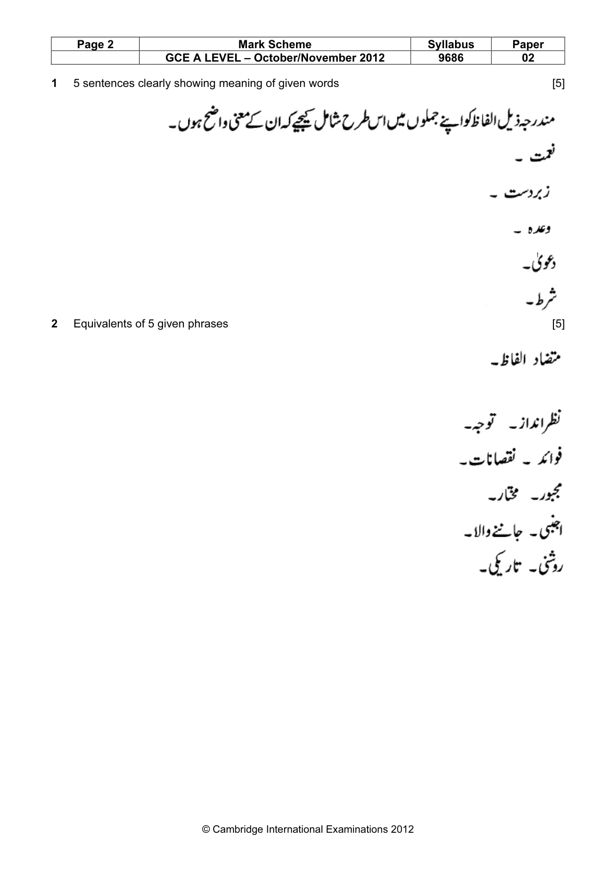 Mark scheme, page 2 of 8