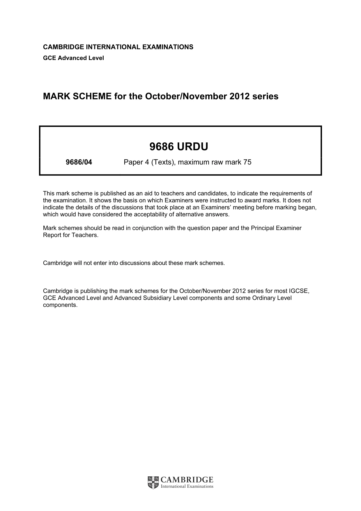 Mark scheme, page 1 of 3