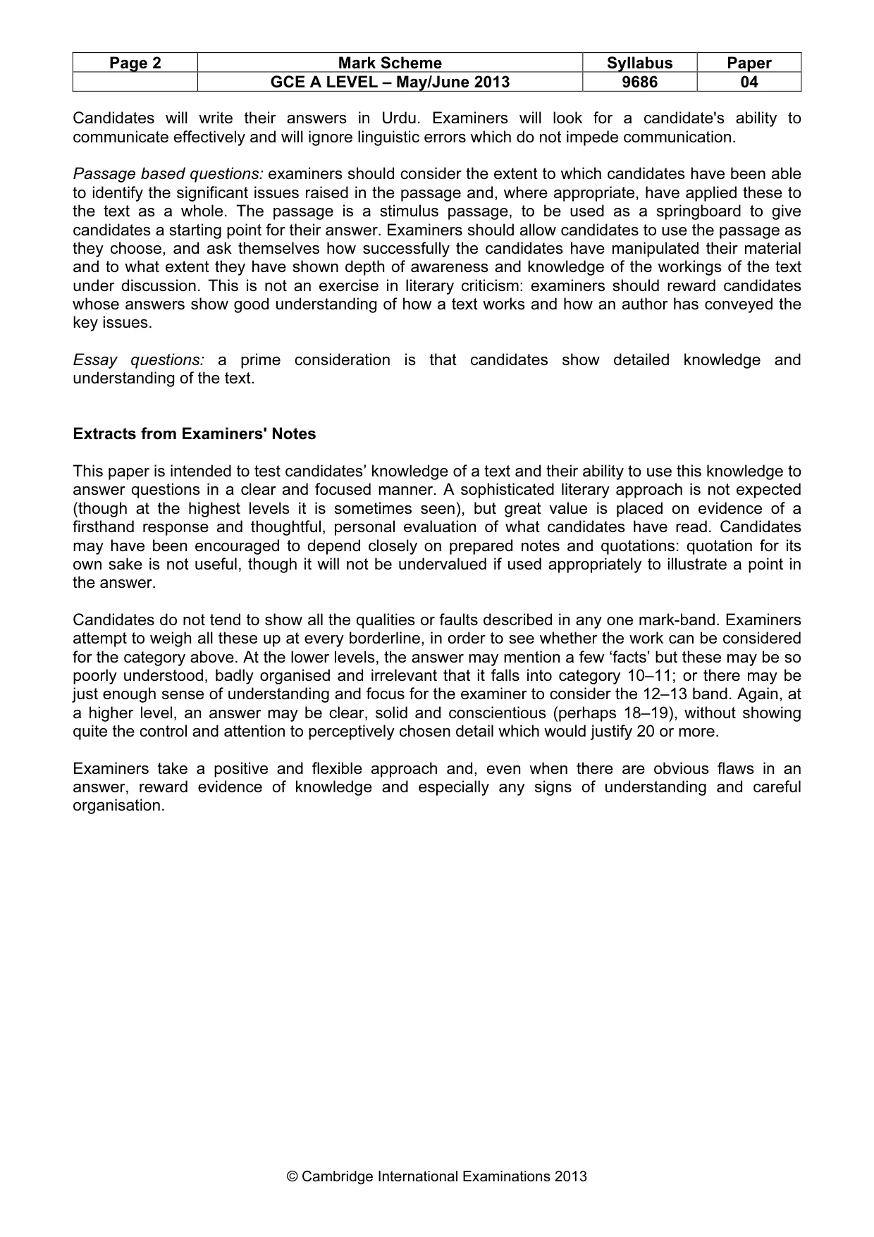 Mark scheme, page 2 of 3