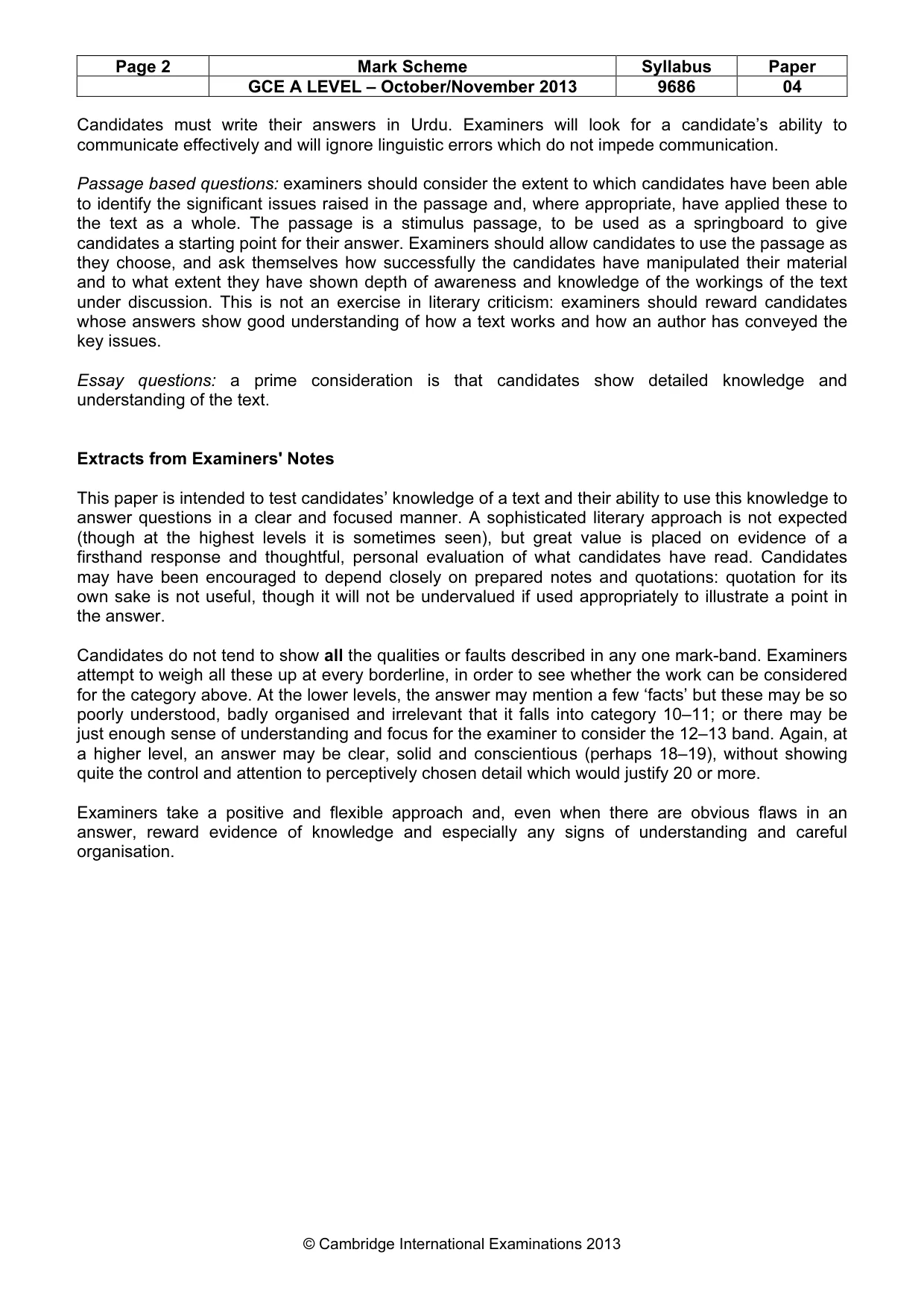 Mark scheme, page 2 of 3