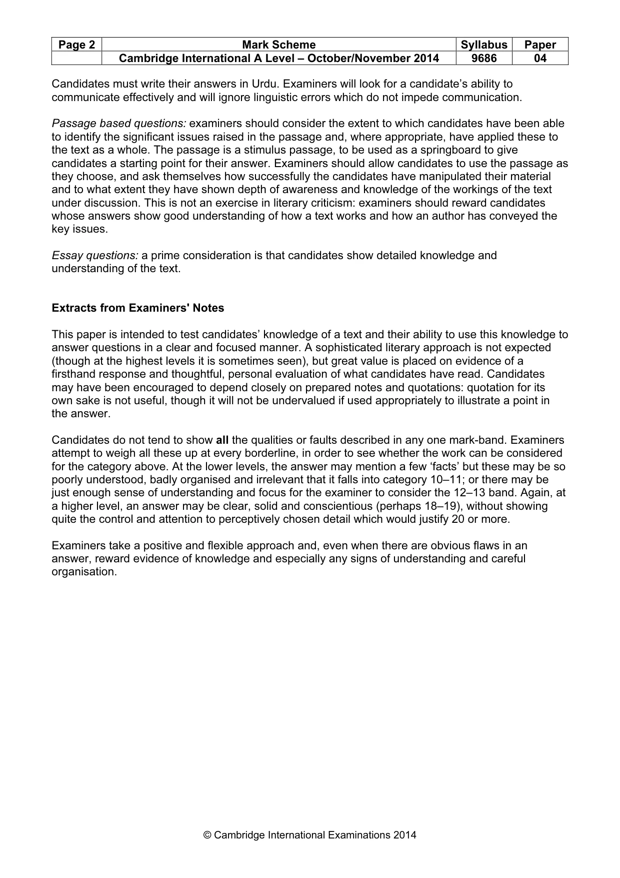Mark scheme, page 2 of 3