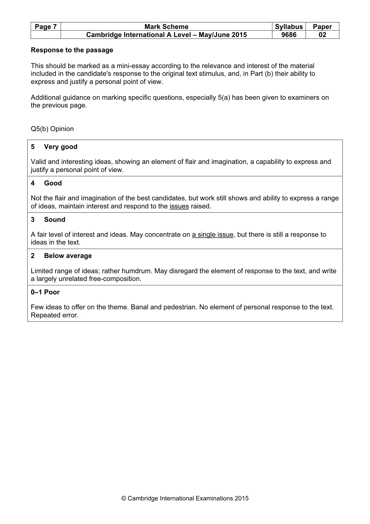 Mark scheme, page 7 of 8