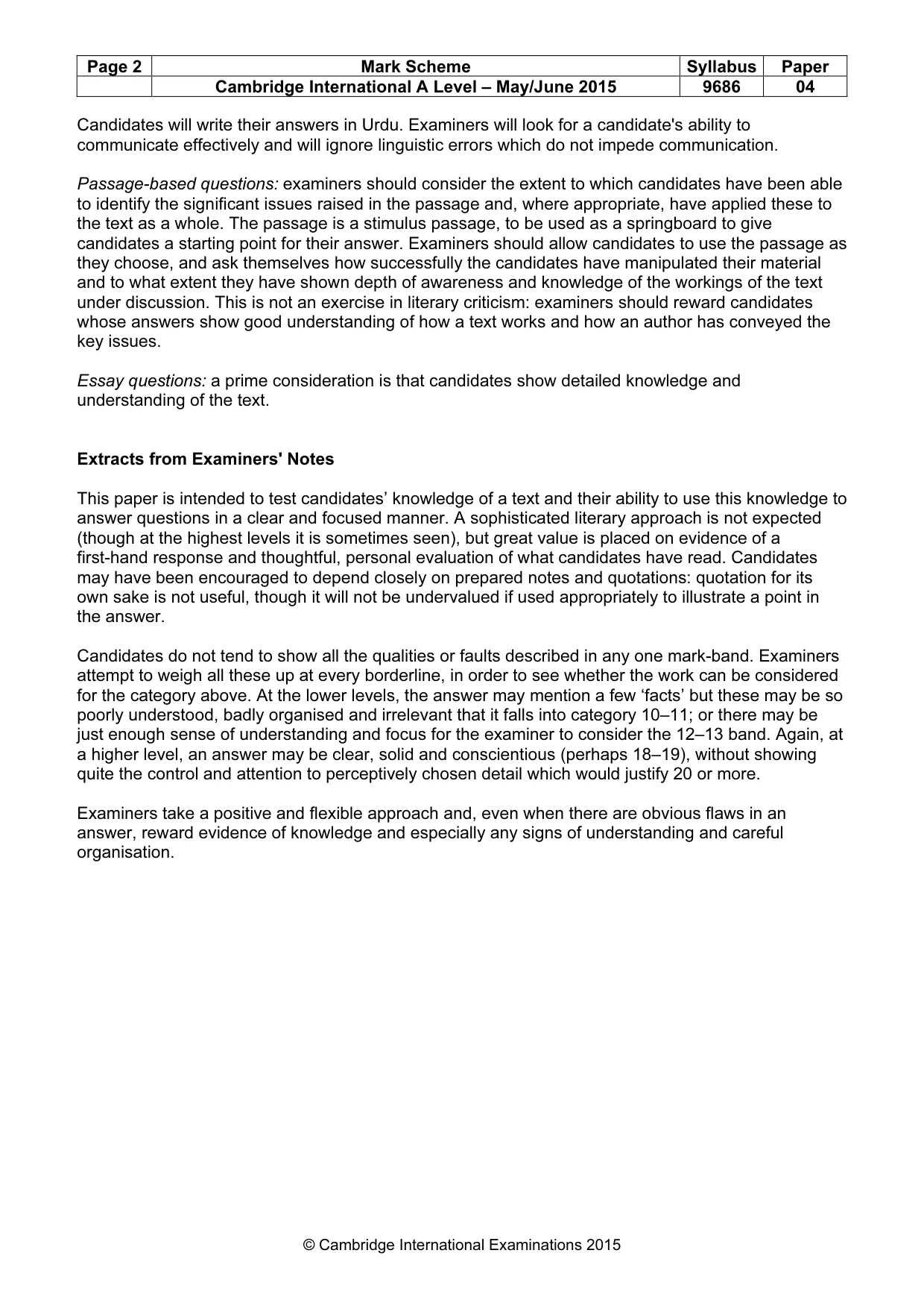 Mark scheme, page 2 of 3