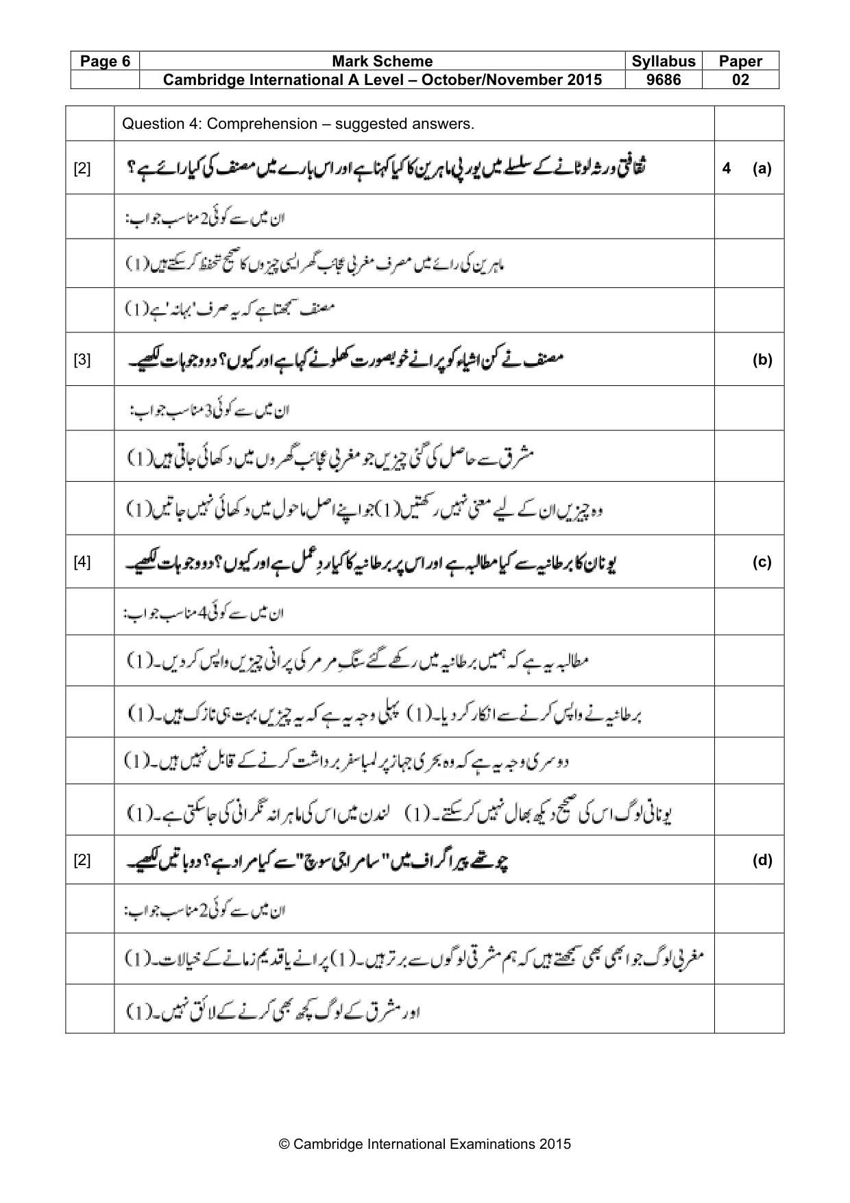 Mark scheme, page 6 of 10