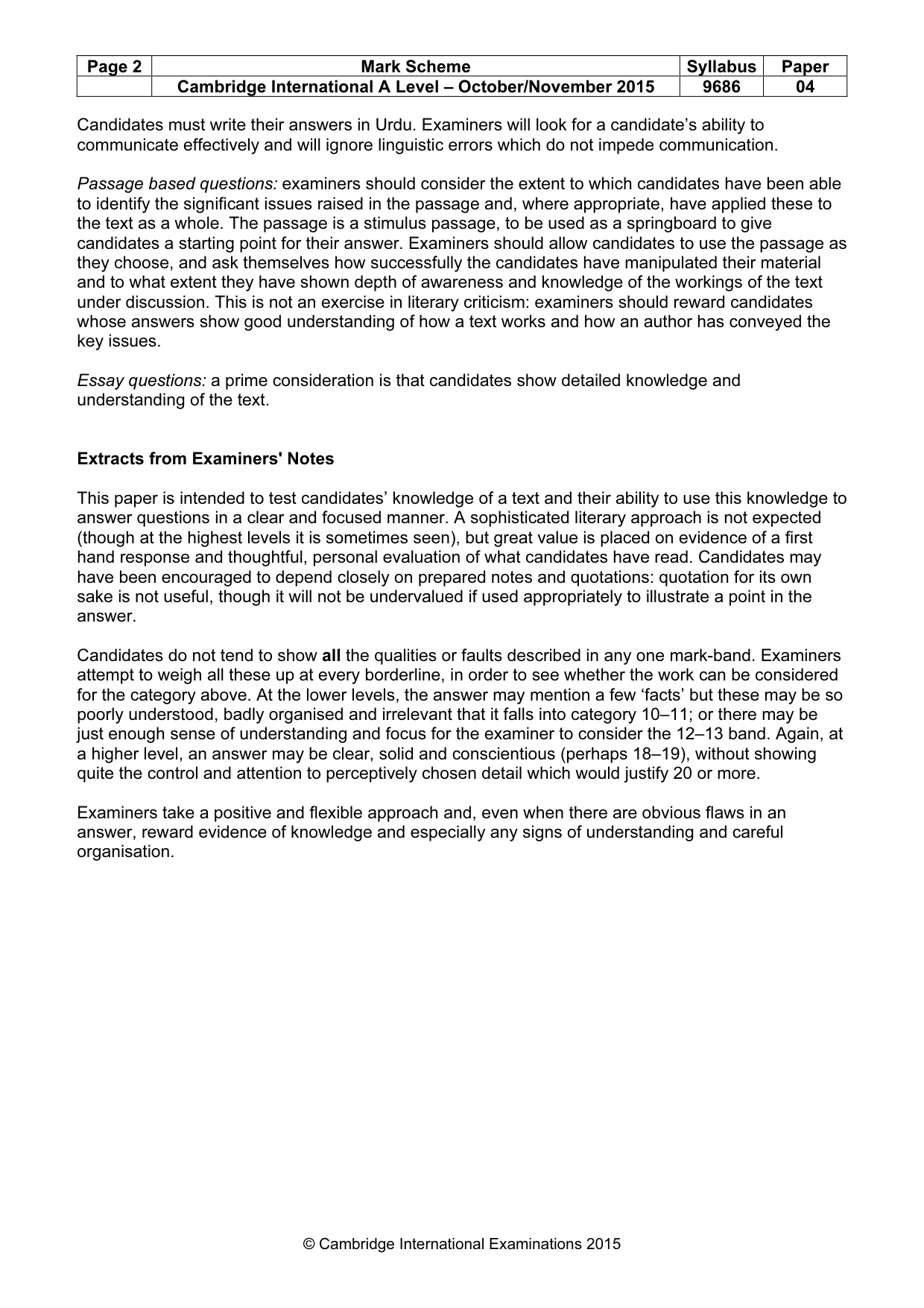 Mark scheme, page 2 of 3