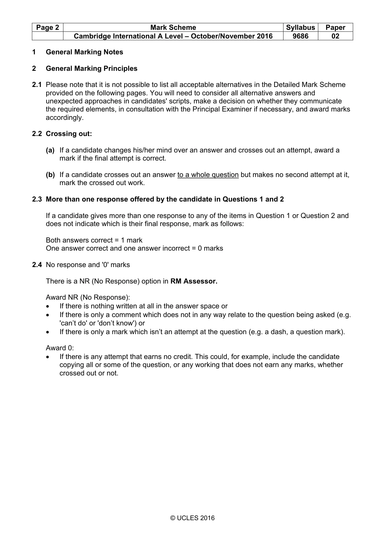 Mark scheme, page 2 of 9