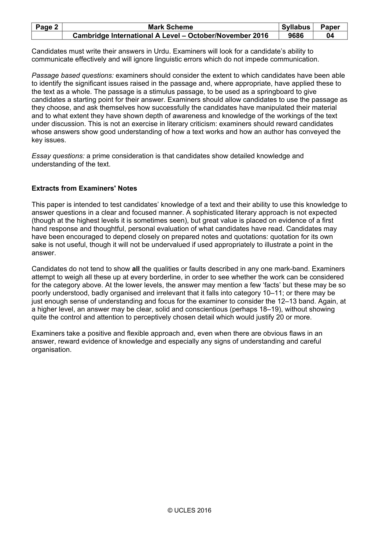 Mark scheme, page 2 of 3