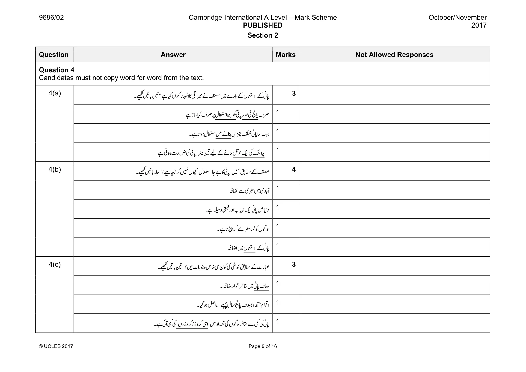 Mark scheme, page 9 of 16