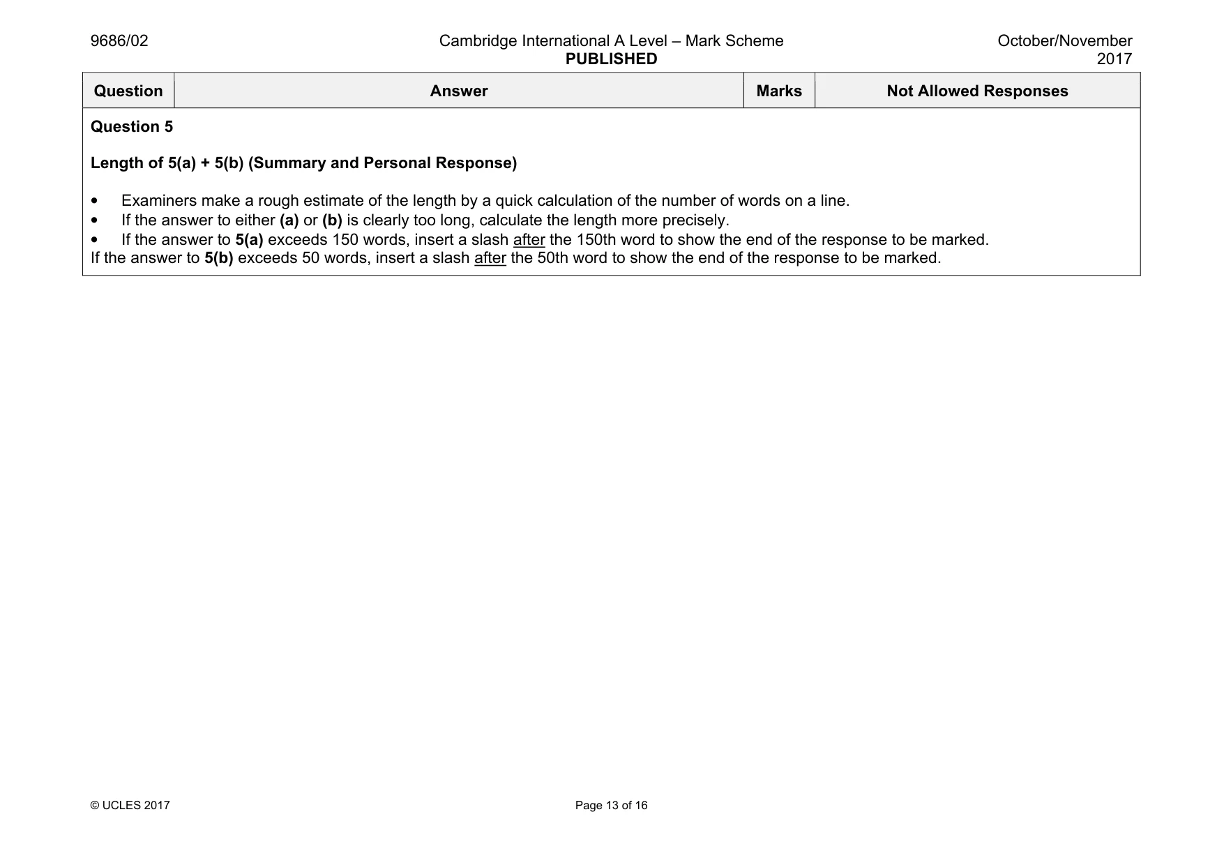 Mark scheme, page 13 of 16