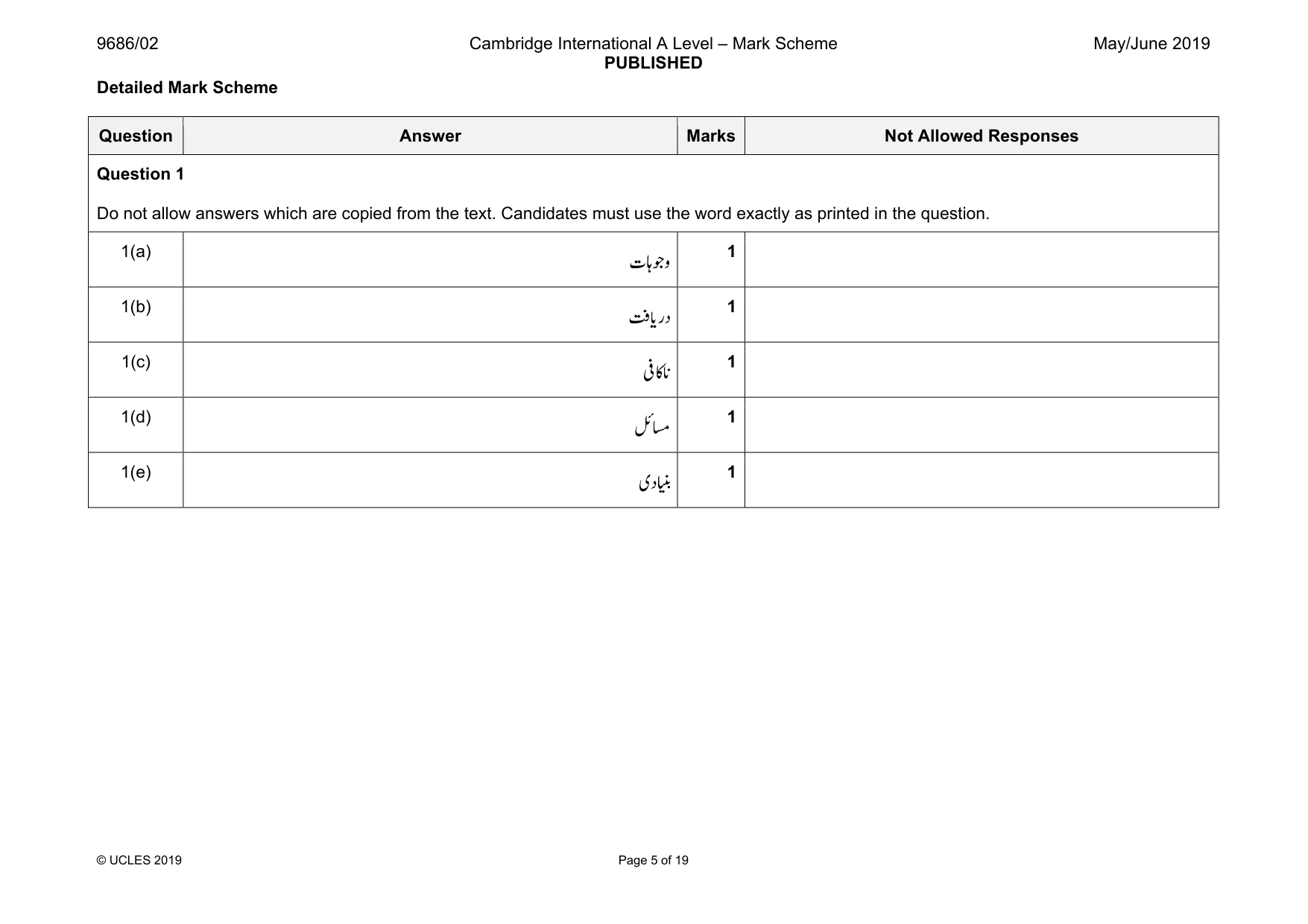 Mark scheme, page 5 of 19