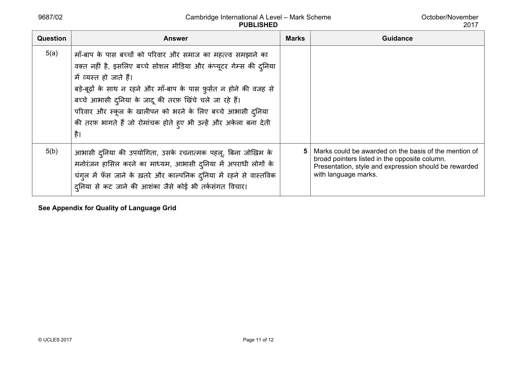 Mark scheme, page 11 of 12