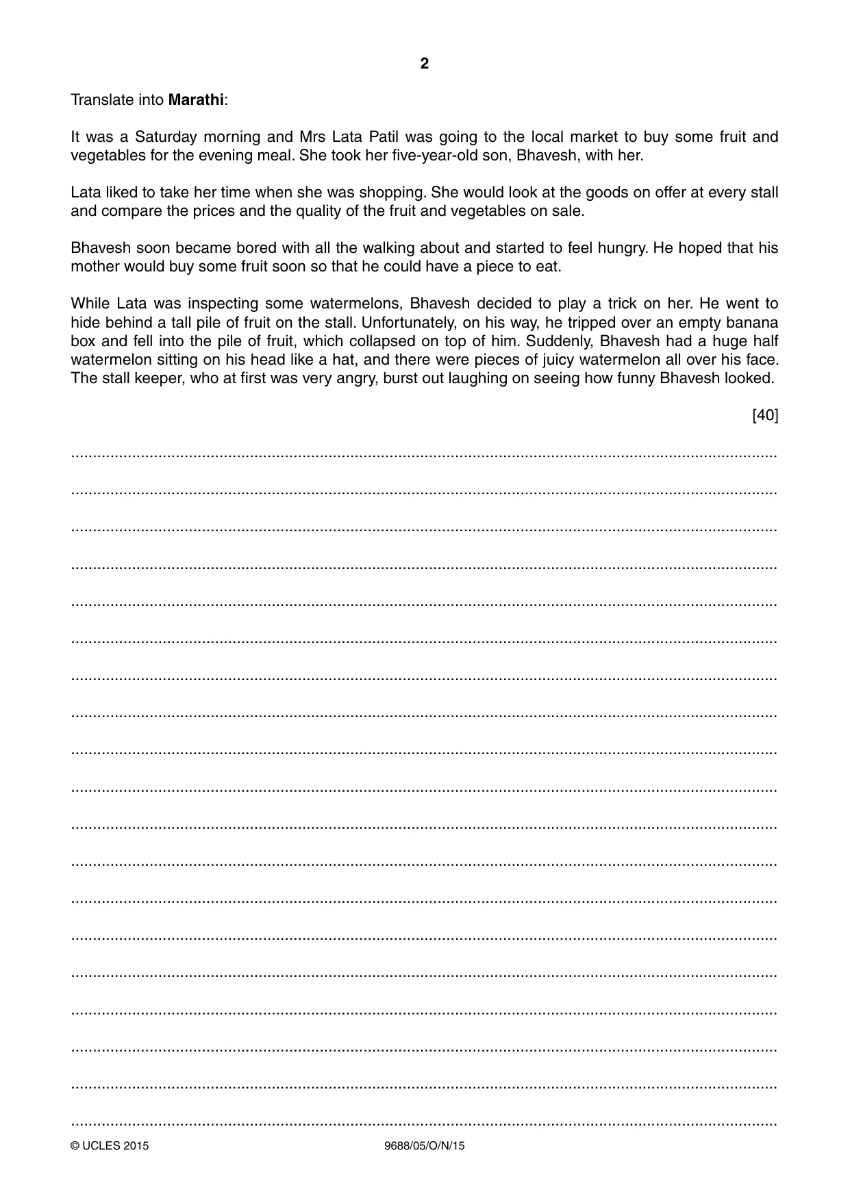 Cambridge A Level Marathi (A Level only) 9688 2015 Oct/Nov Paper 5 · Variant 1 question paper, page 2 of 4