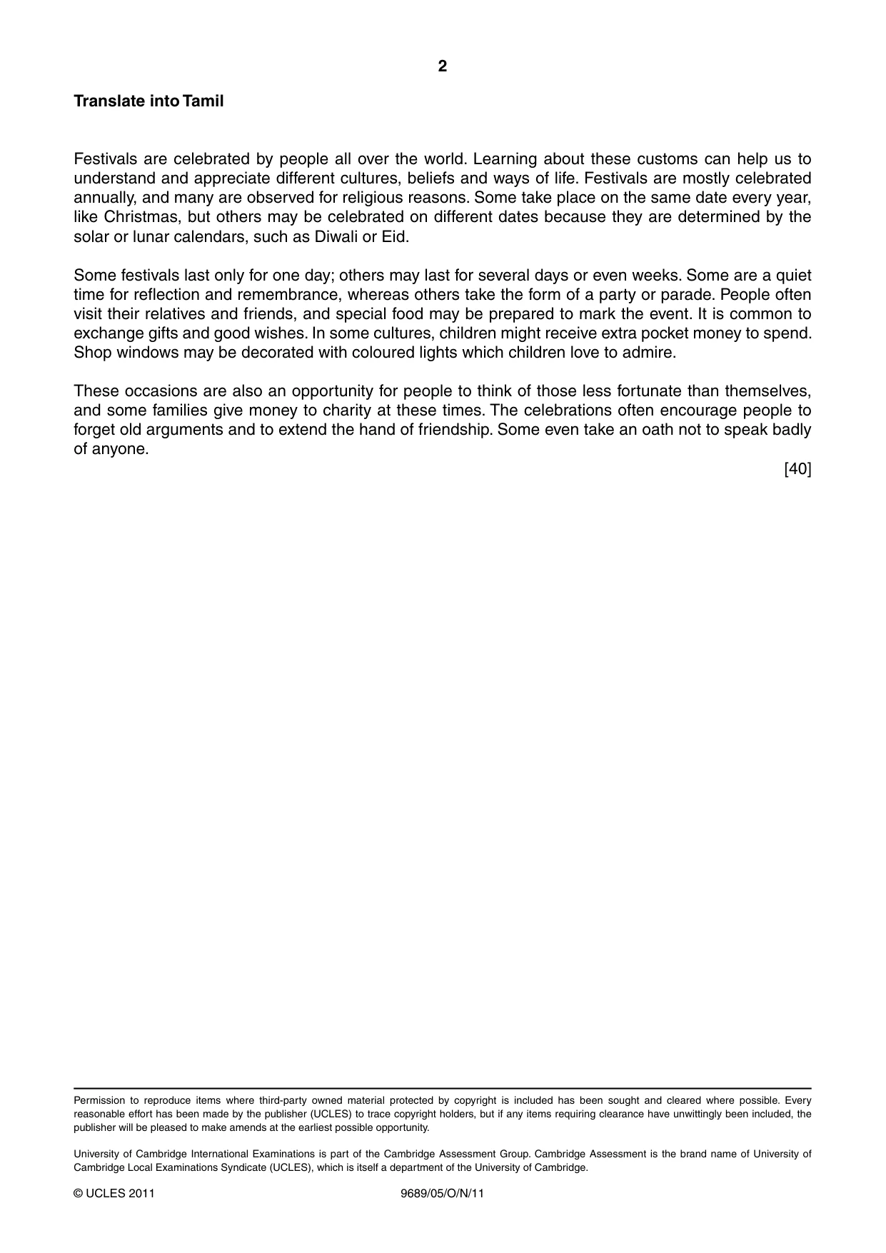 Cambridge A Level Tamil 9689 2011 Oct/Nov Paper 5 · Variant 1 question paper, page 2 of 2