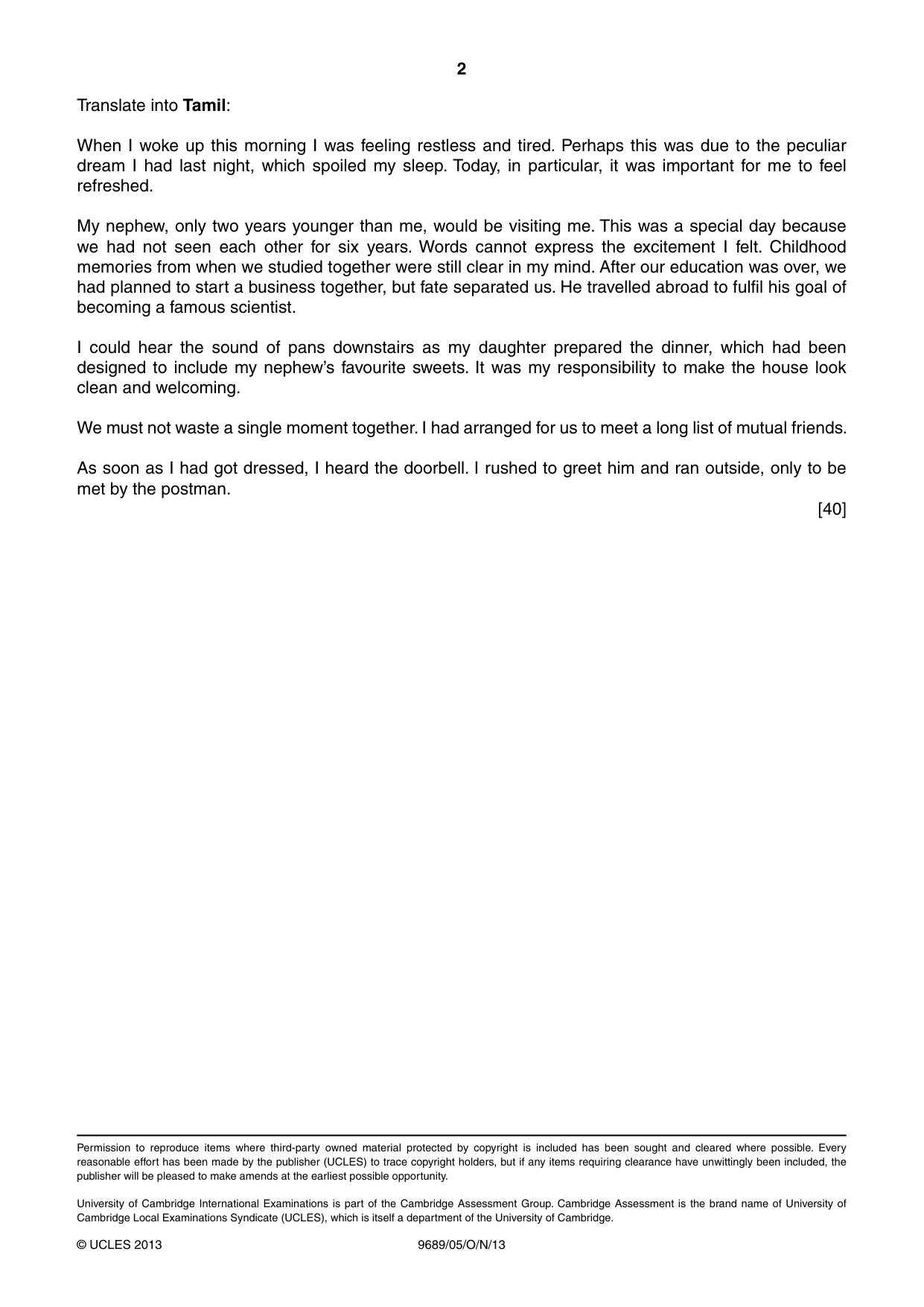 Cambridge A Level Tamil 9689 2013 Oct/Nov Paper 5 · Variant 1 question paper, page 2 of 2